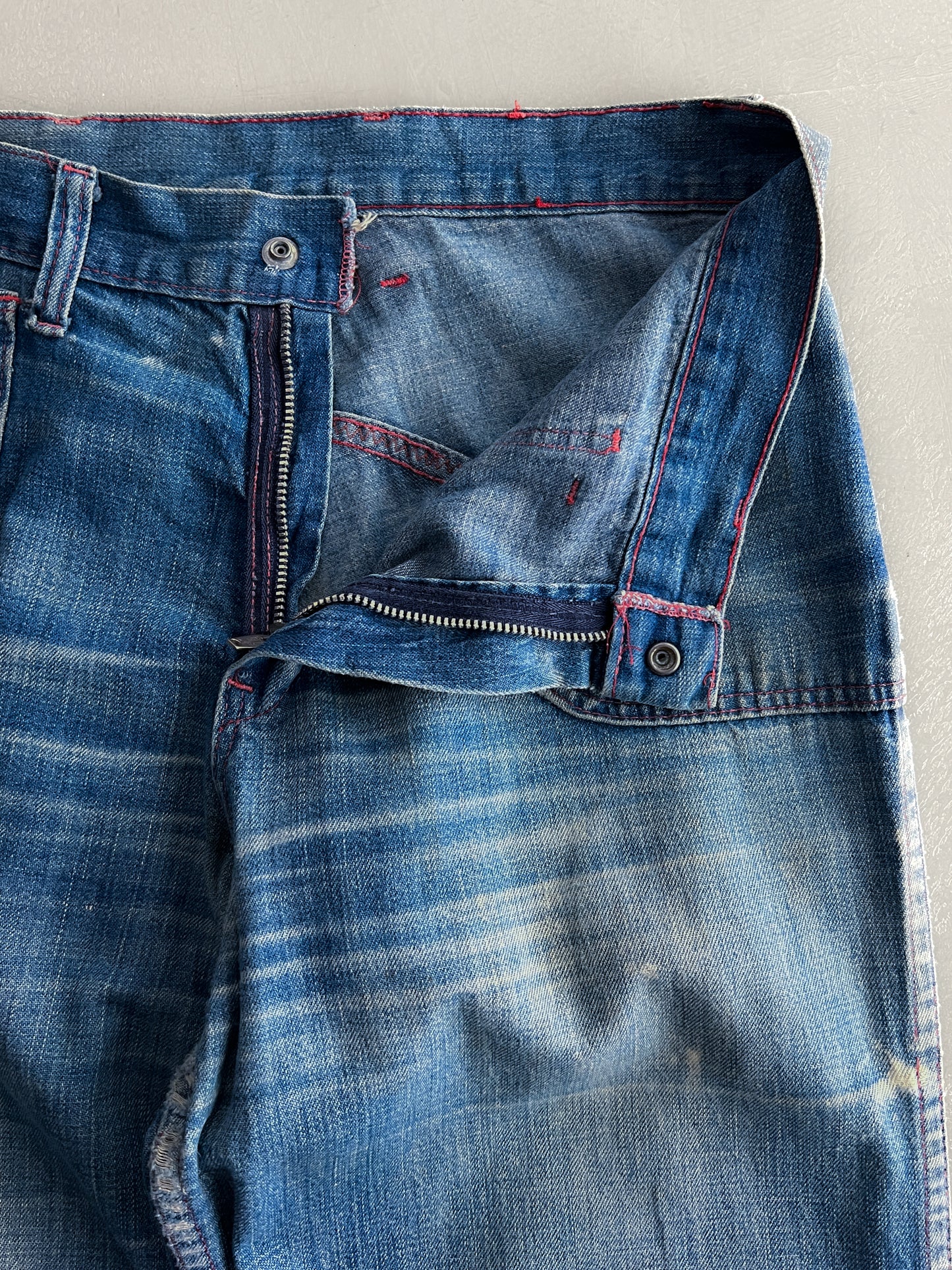 1970's Thrashed/Repaired Denim Flares [28"]