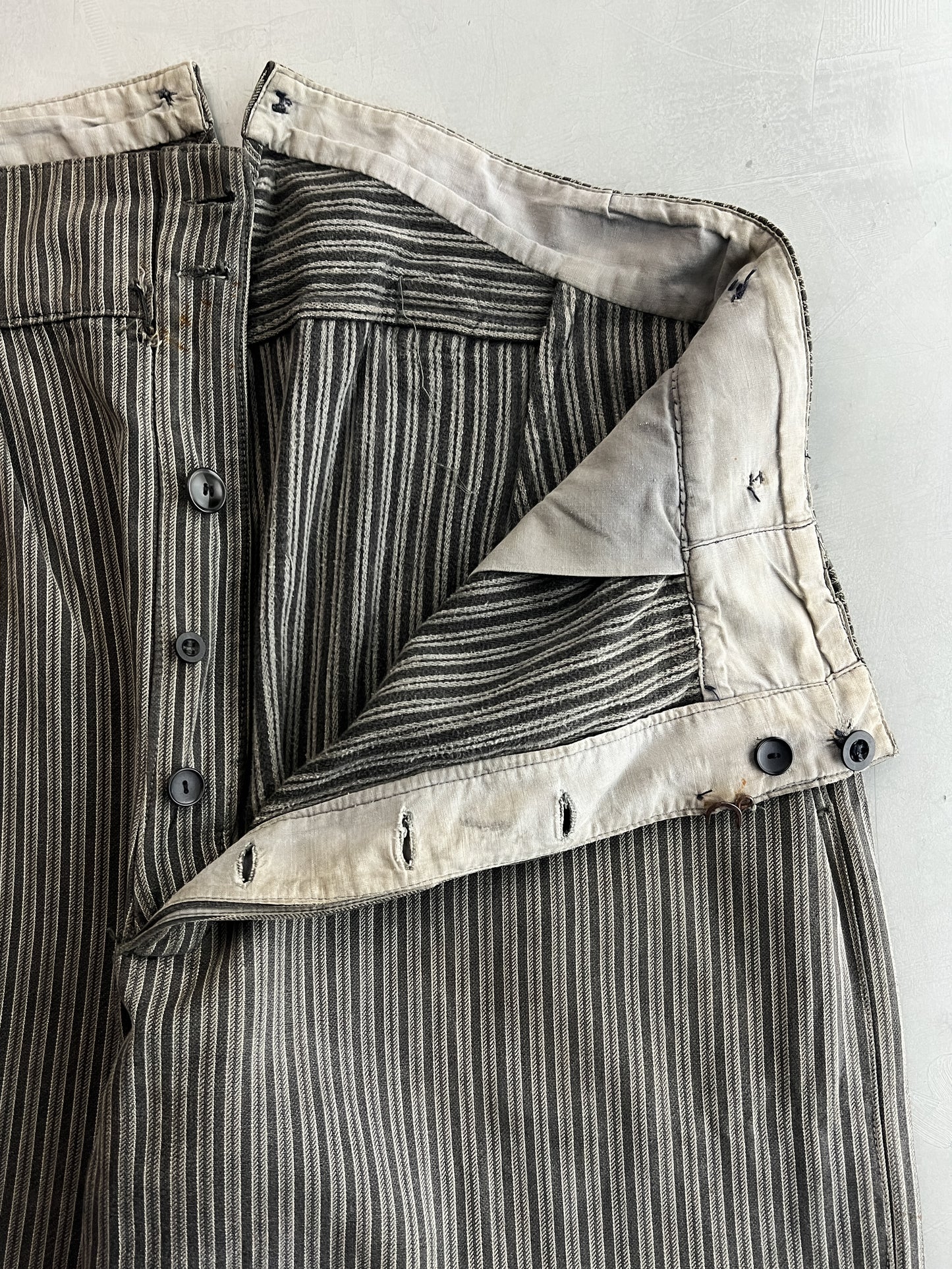 1940's French Buckle Back Striped Work Pants