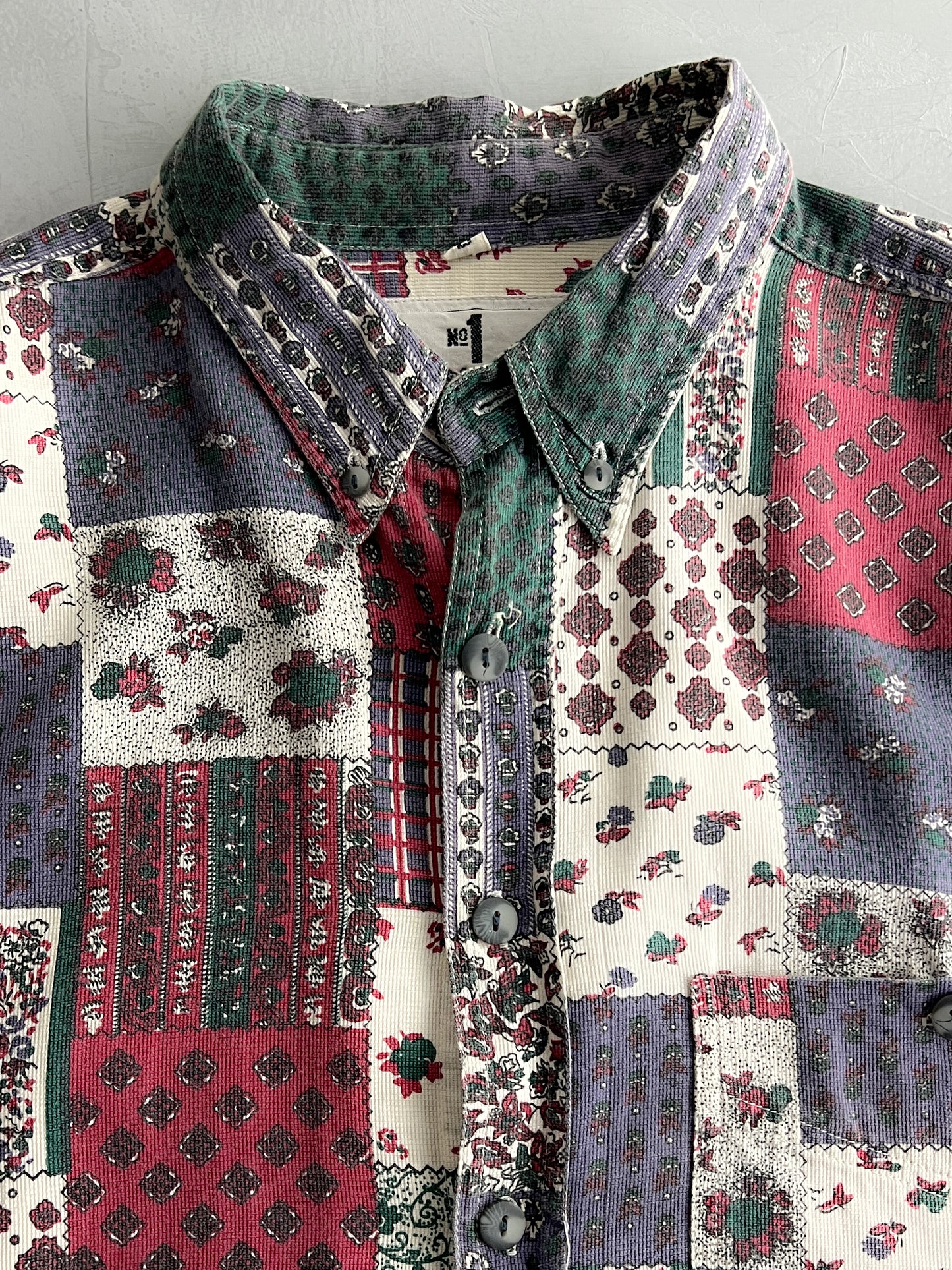 Patchwork Print Corduroy Shirt [L]
