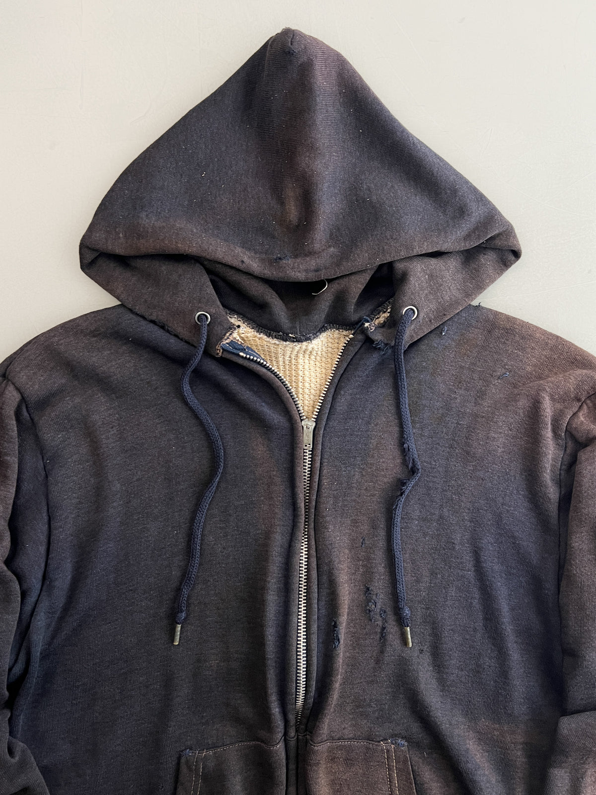 60’s/70’s Thrashed Thermal Lined Zip Hoodie [M]