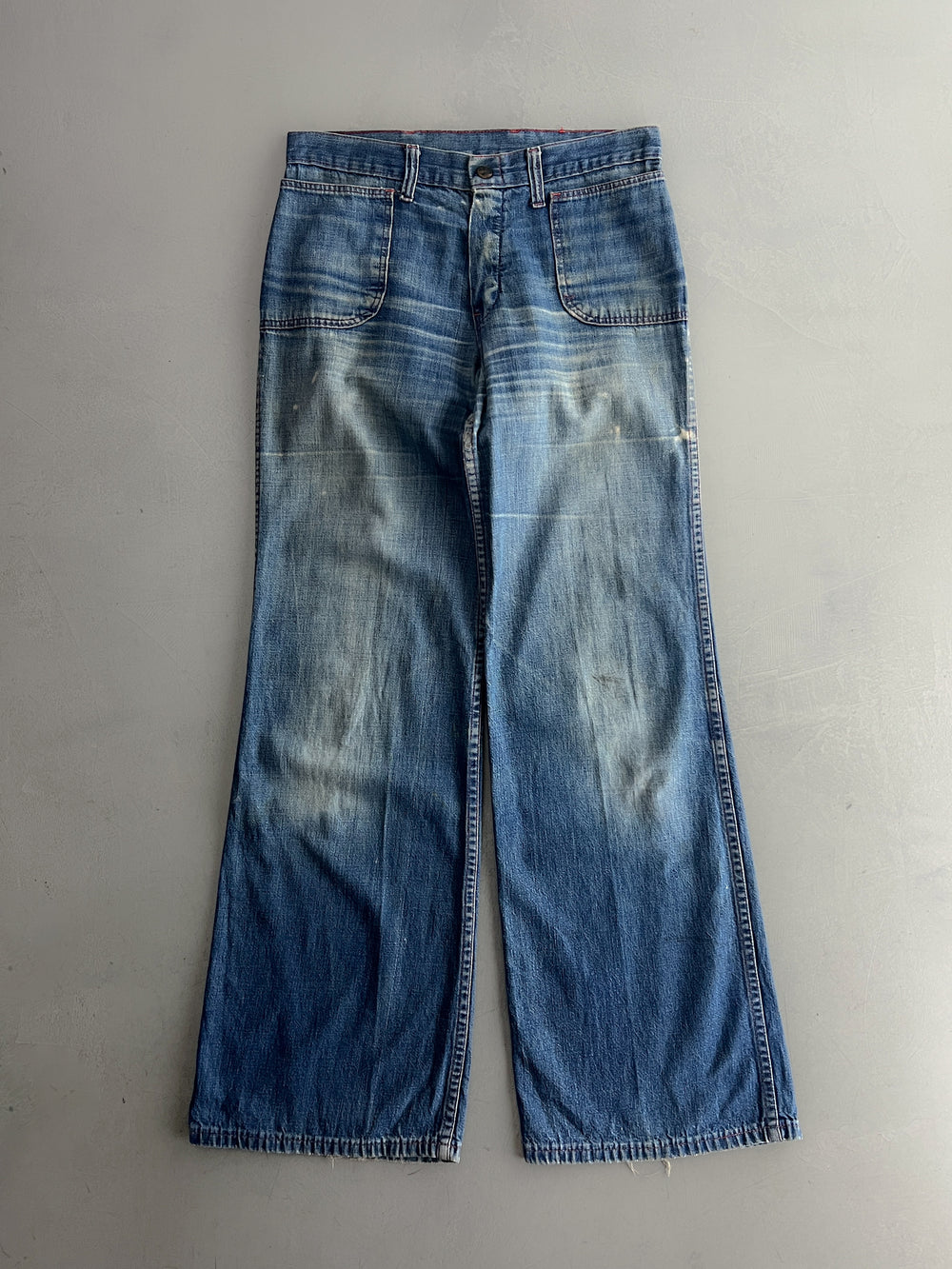1970's Thrashed/Repaired Denim Flares [28"]