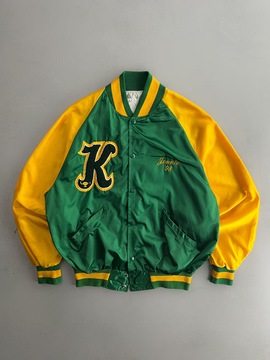 1990's Killian Cheerleaders Satin Bomber Jacket [L]