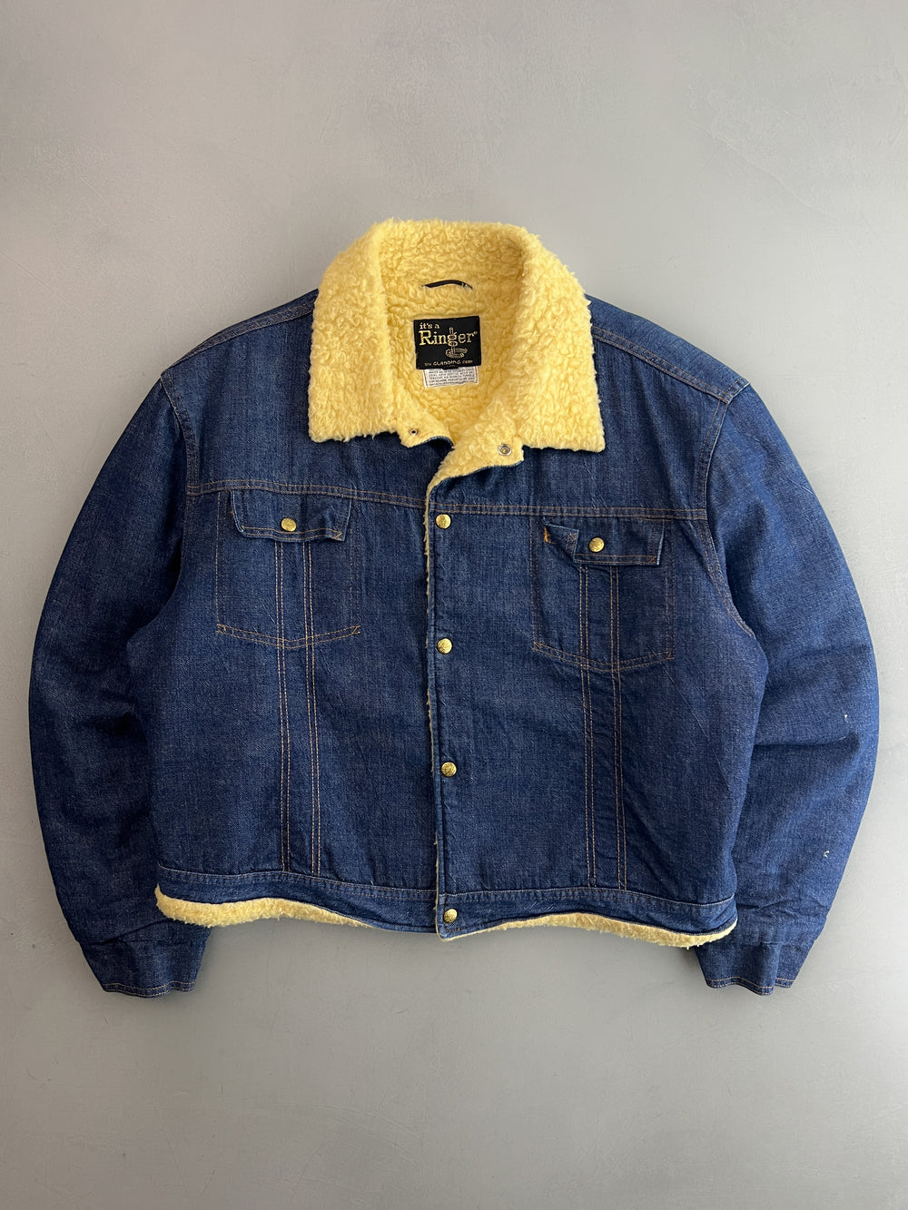1970's Carters "Watch The Wear" Sherpa Lined Denim Jacket [XL]