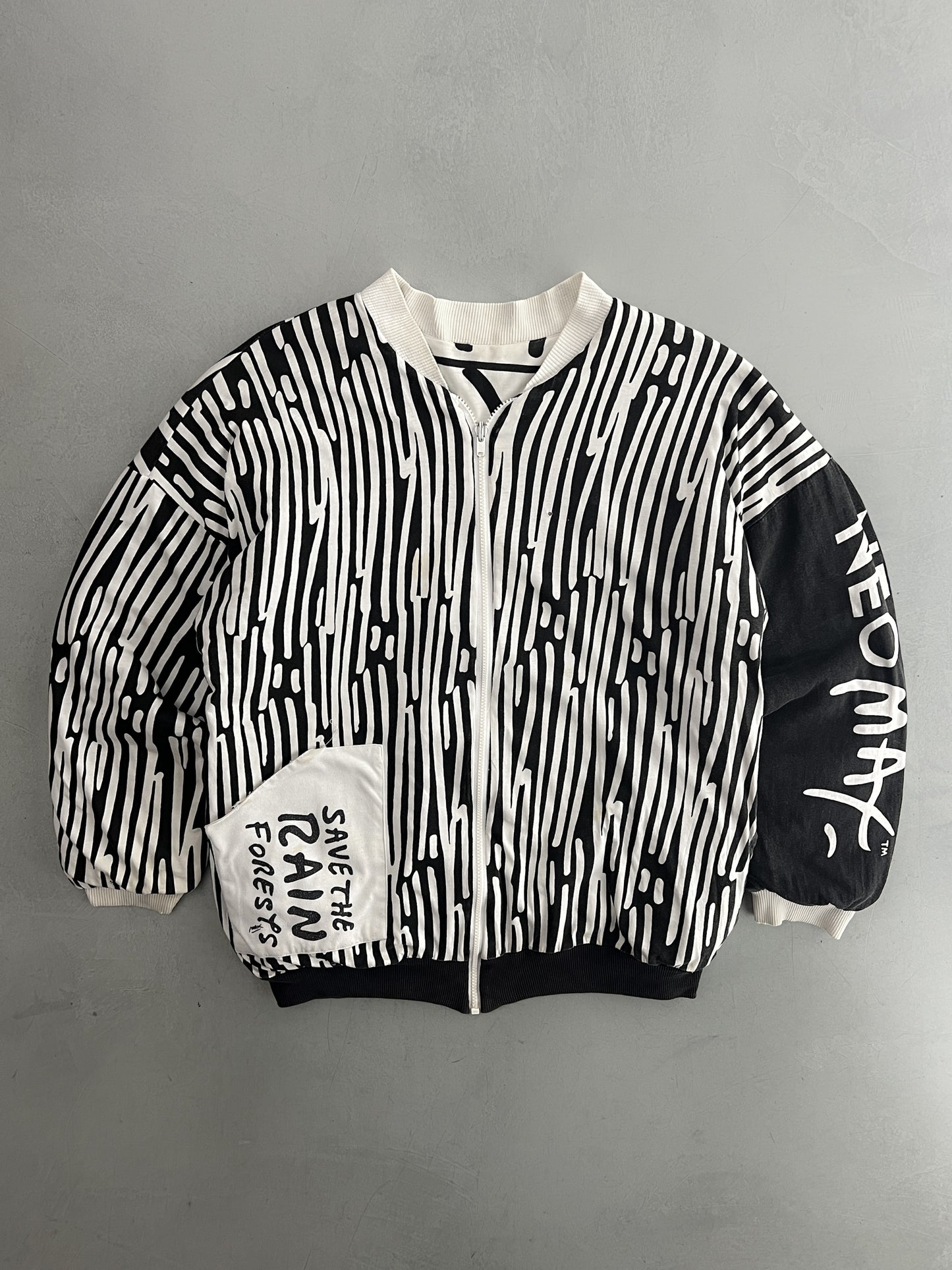 1980's Peter Max Expressionist "Save The Rainforest" Jacket [XL]