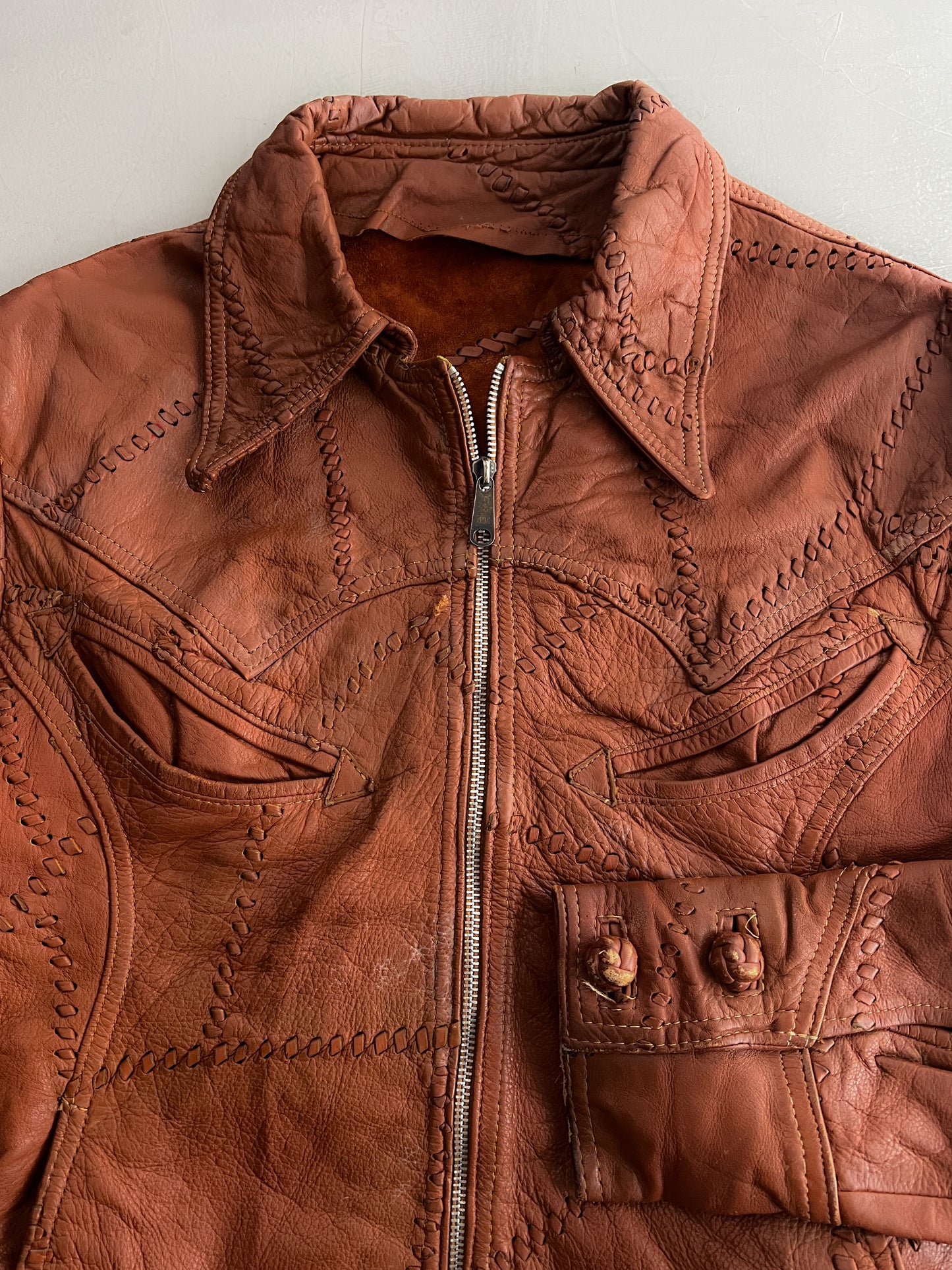 1970's Whip Stitch Leather Jacket [M]