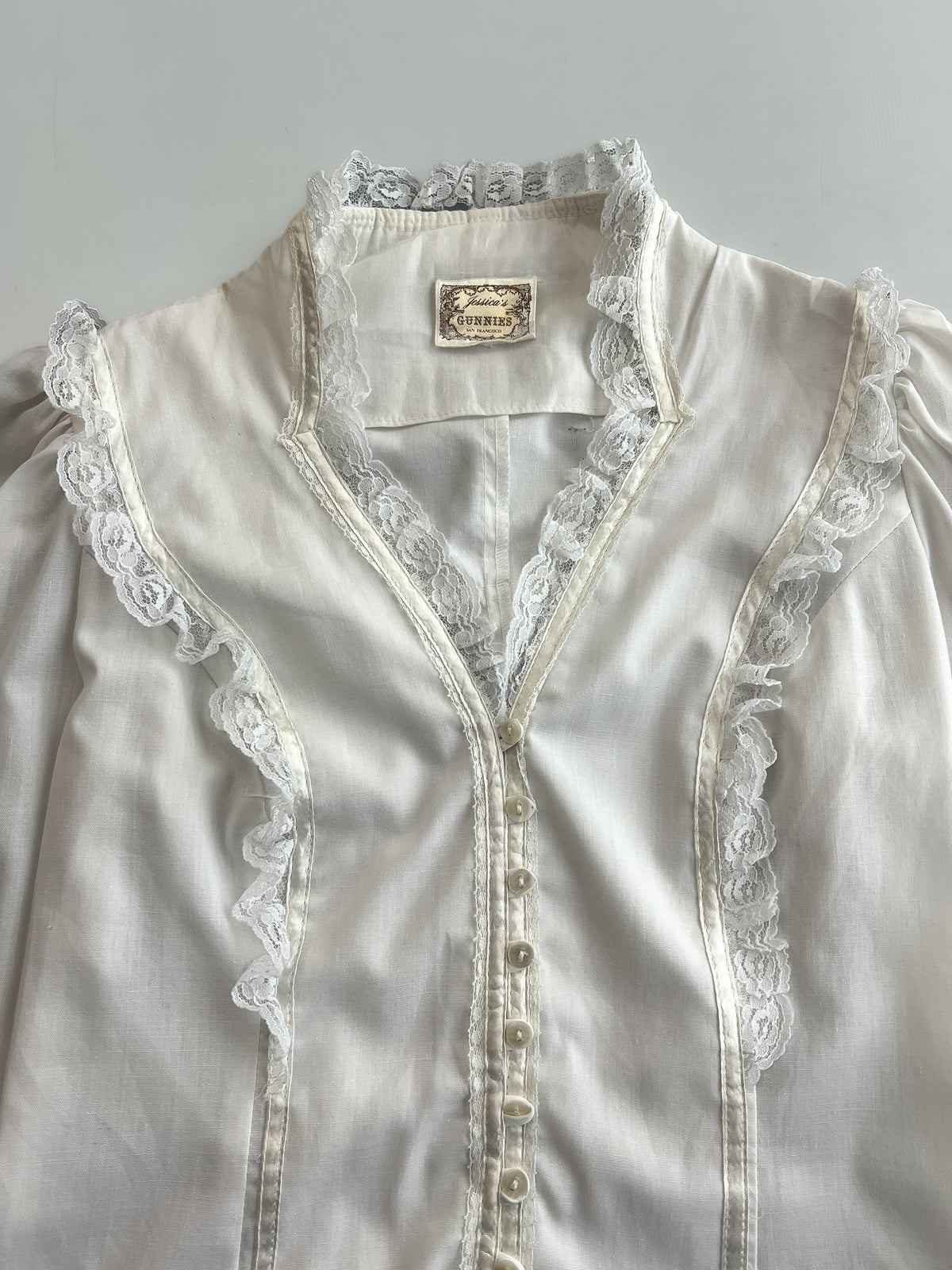 1970's Gunnies By Gunnie Sax Lace Blouse [Women's S]