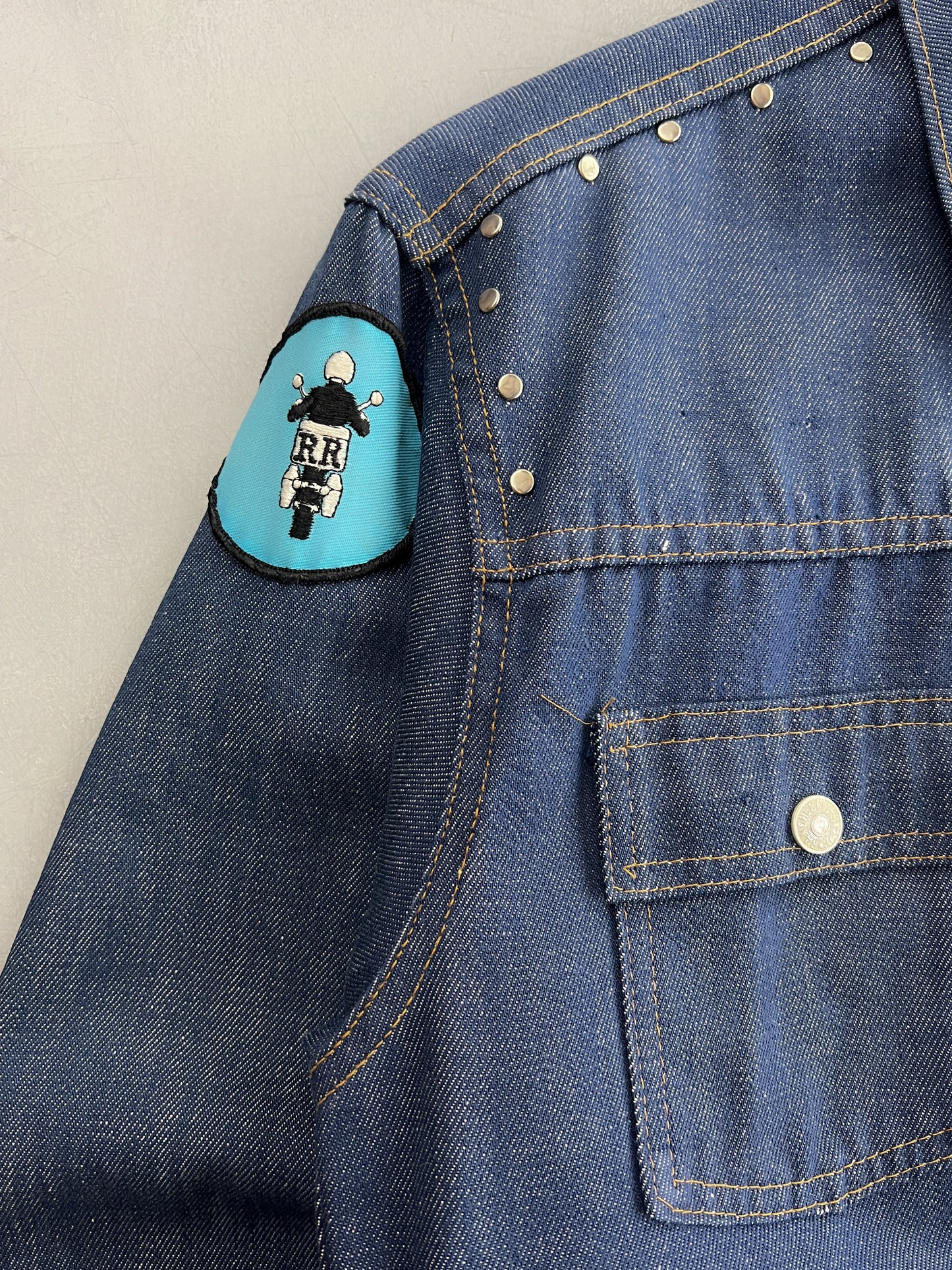 1960's Studded Harvey Ball Denim Jacket [L]