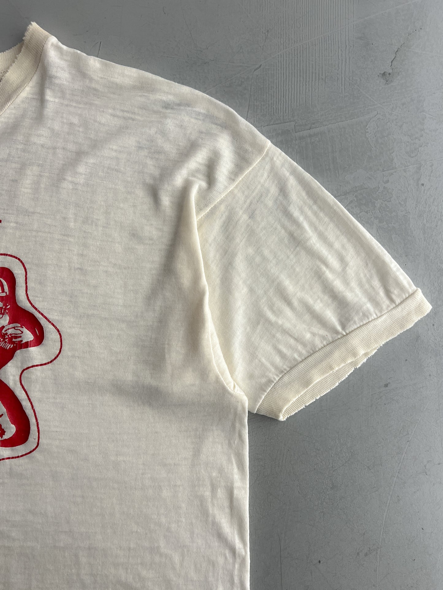 70's Champion Blue Bar Thrashed South Fremont Ringer Tee [L]