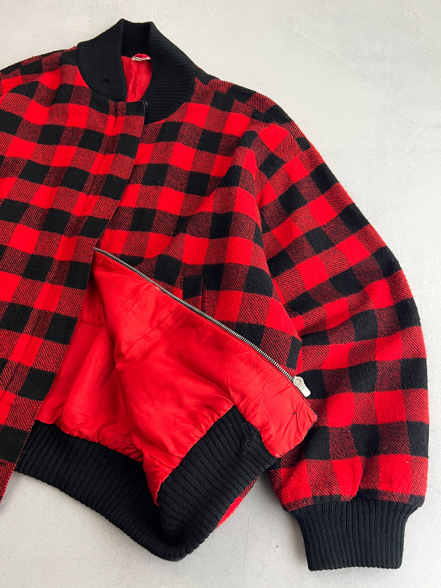 Buffalo Plaid Bomber Jacket [L]