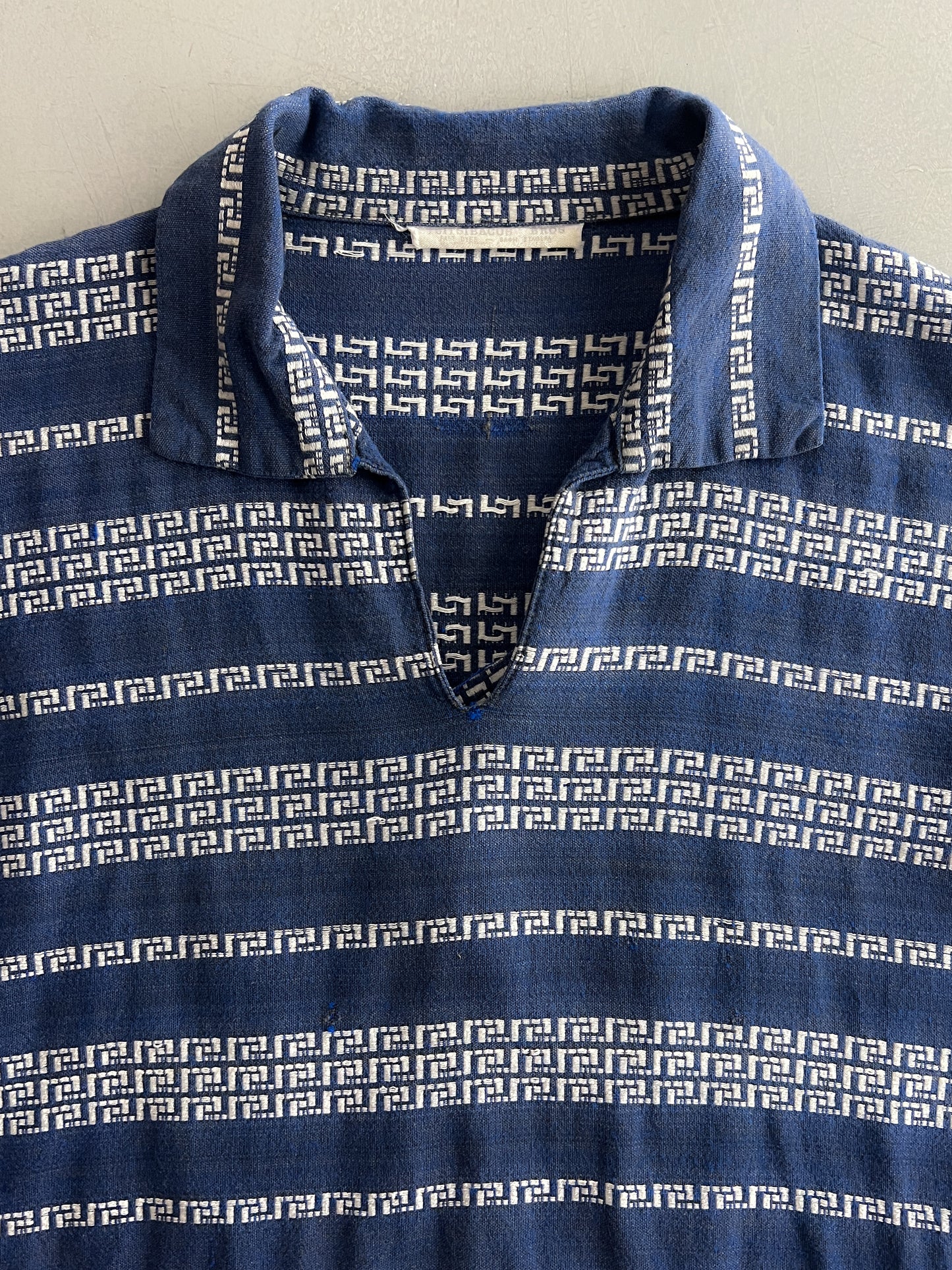Indigo Maze Weave Cotton Shirt [S]