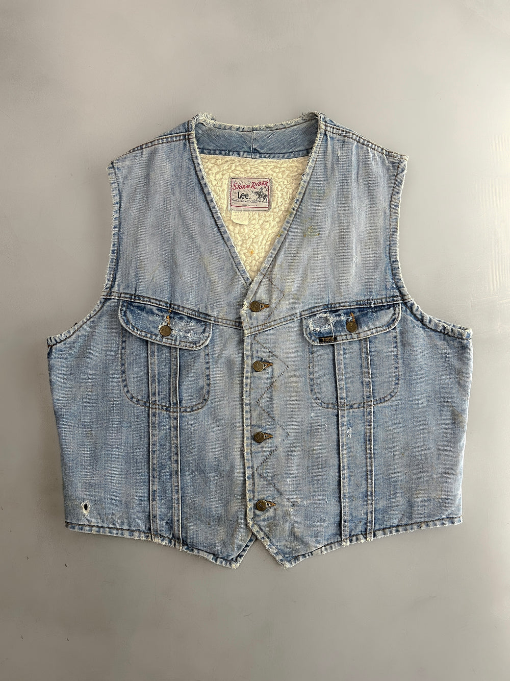 1980's Thrashed Lee Storm Rider Denim Vest [XL]