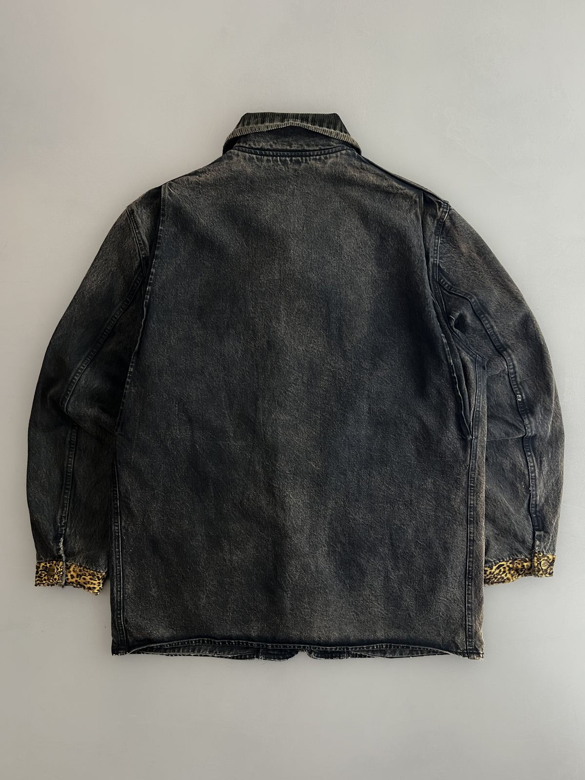 Over Dyed L.L Bean Barn Coat w Leopard Cuff Detailing [XL]
