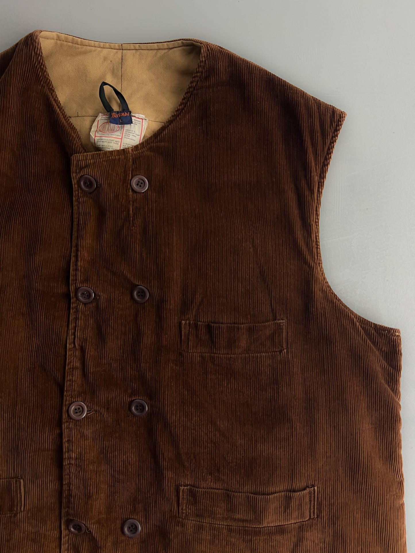 1960's French Corduroy Lined Work Vest [XL]