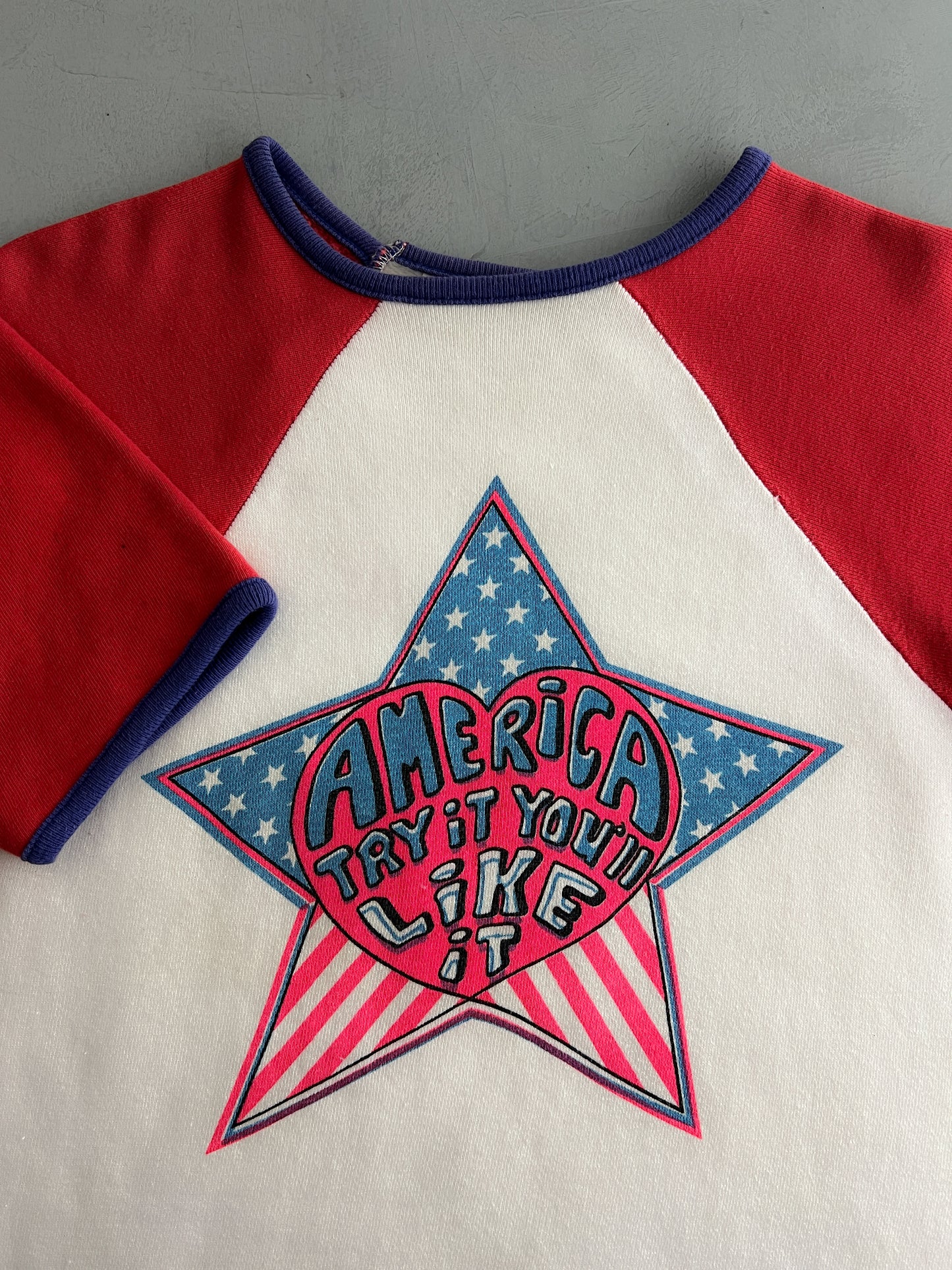 1960s "America try It You'll Like It" Short Sleeve Sweatshirt [L]