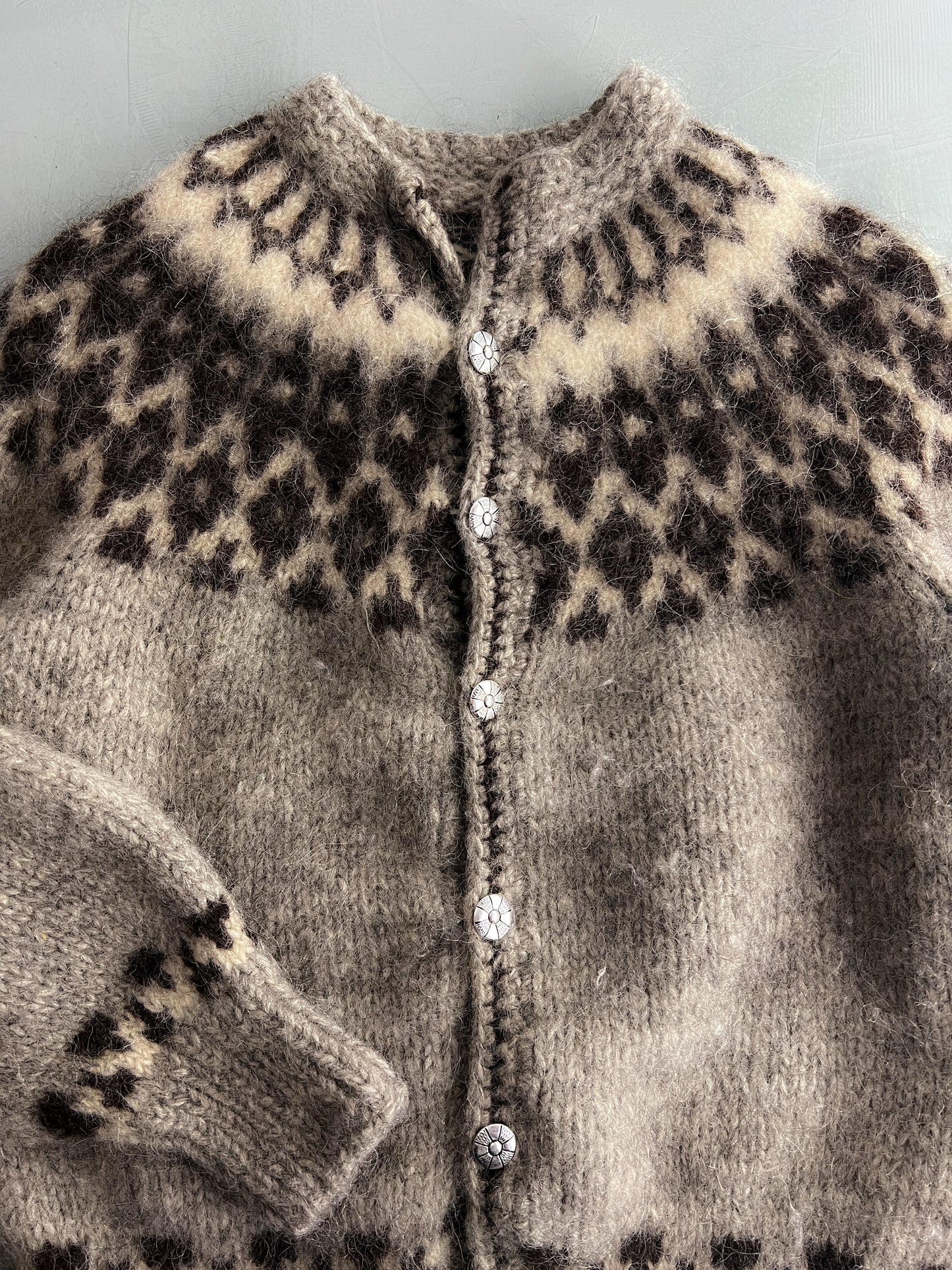 1970's Scandinavian Lopi Wool Cardigan [XS]