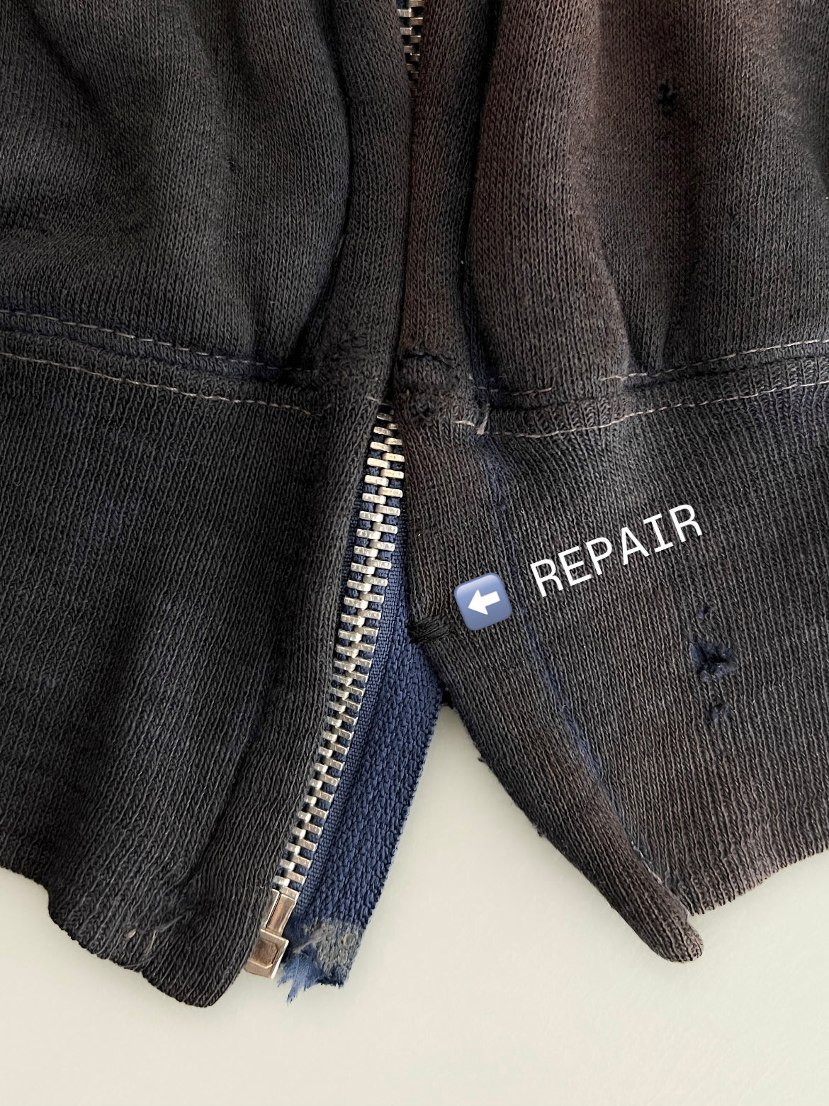 60’s/70’s Thrashed Thermal Lined Zip Hoodie [M]