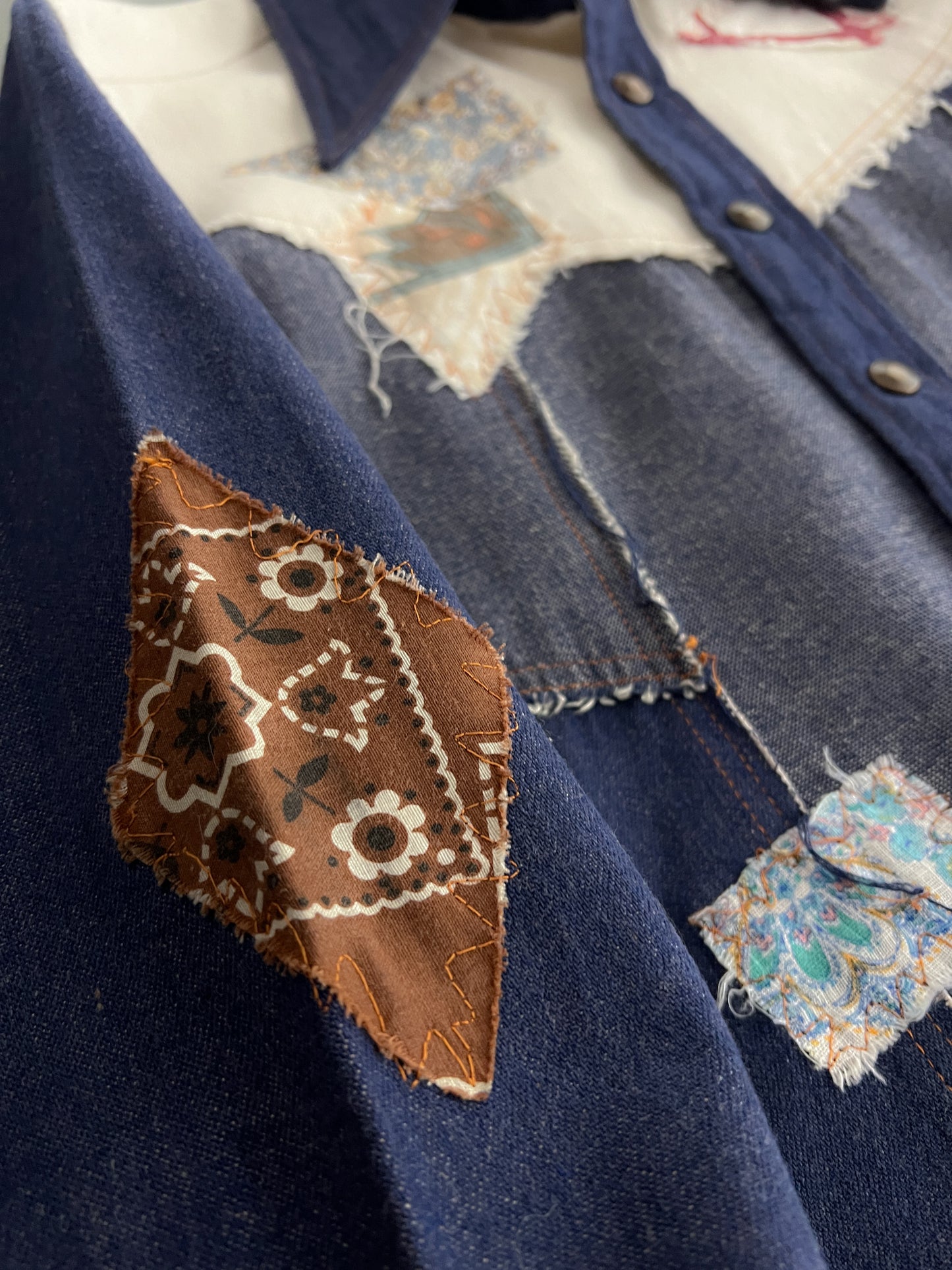 Patchwork Denim Western Shirt [S]