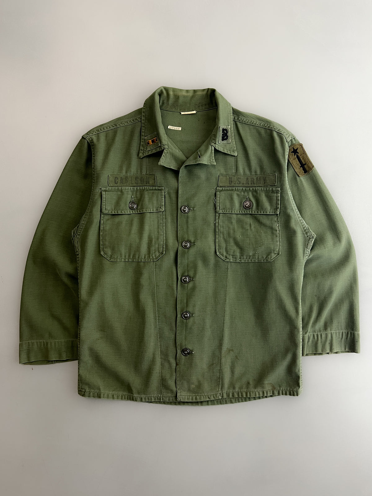 1960’s U.S. Army OG-107 Utility Shirt w 196th Infantry Brigade [M]