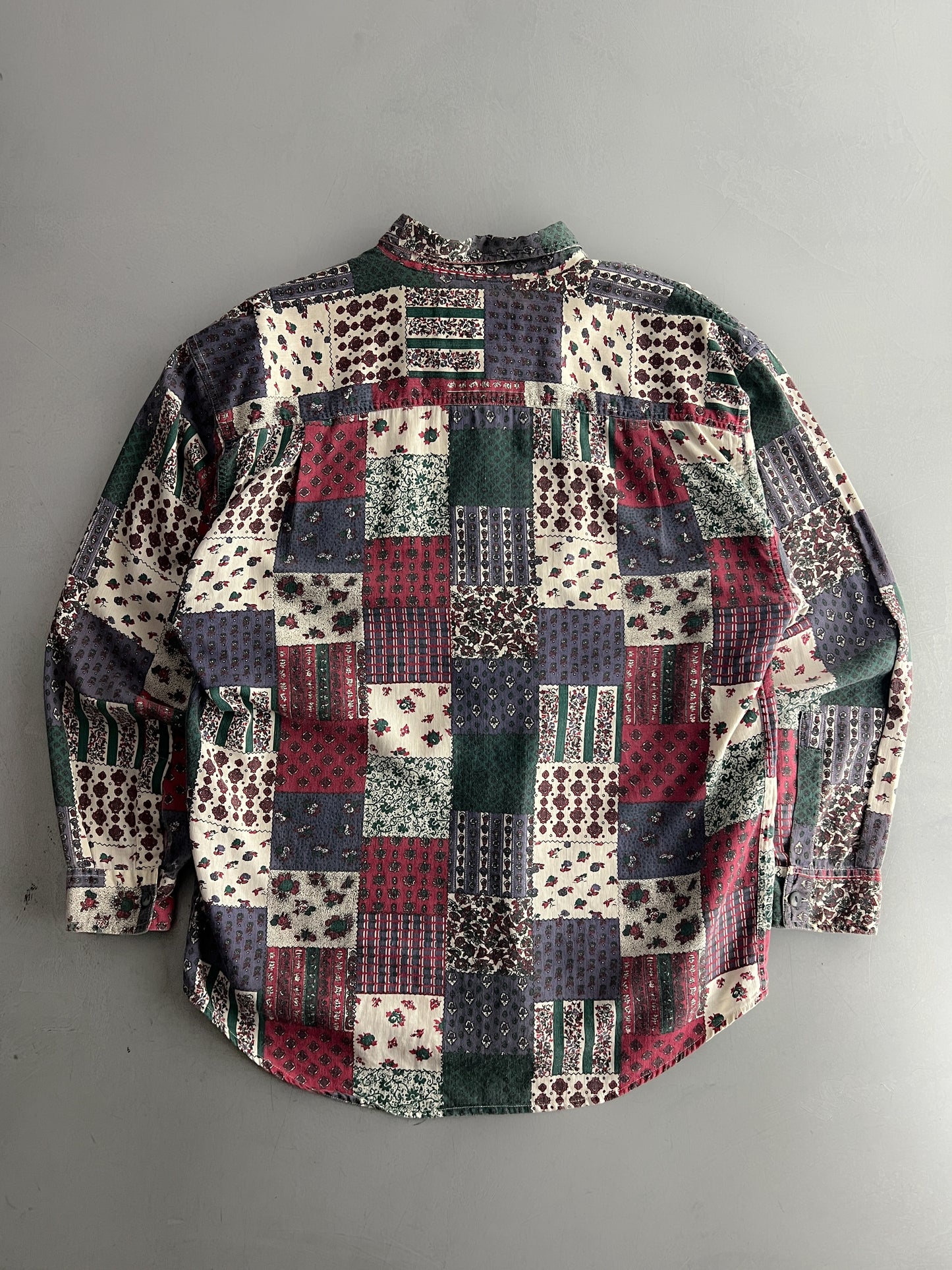 Patchwork Print Corduroy Shirt [L]