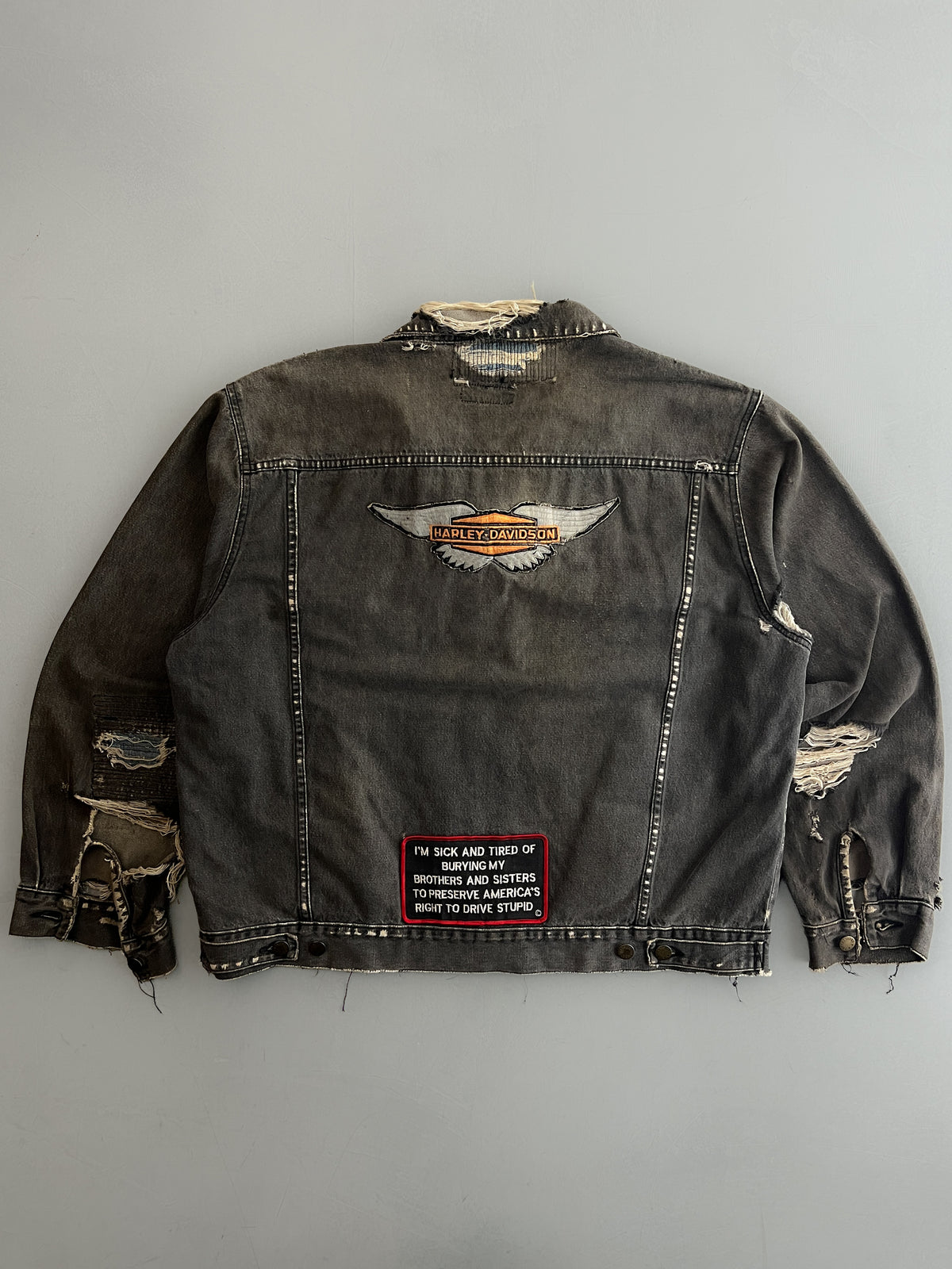 Thrashed Denim Biker Jacket [L/XL]