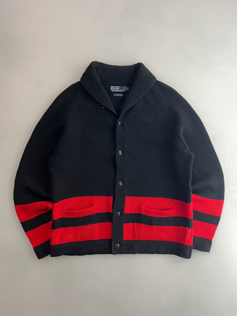 Lambs Wool Polo R.L Shawl Collar Cardigan [XL]