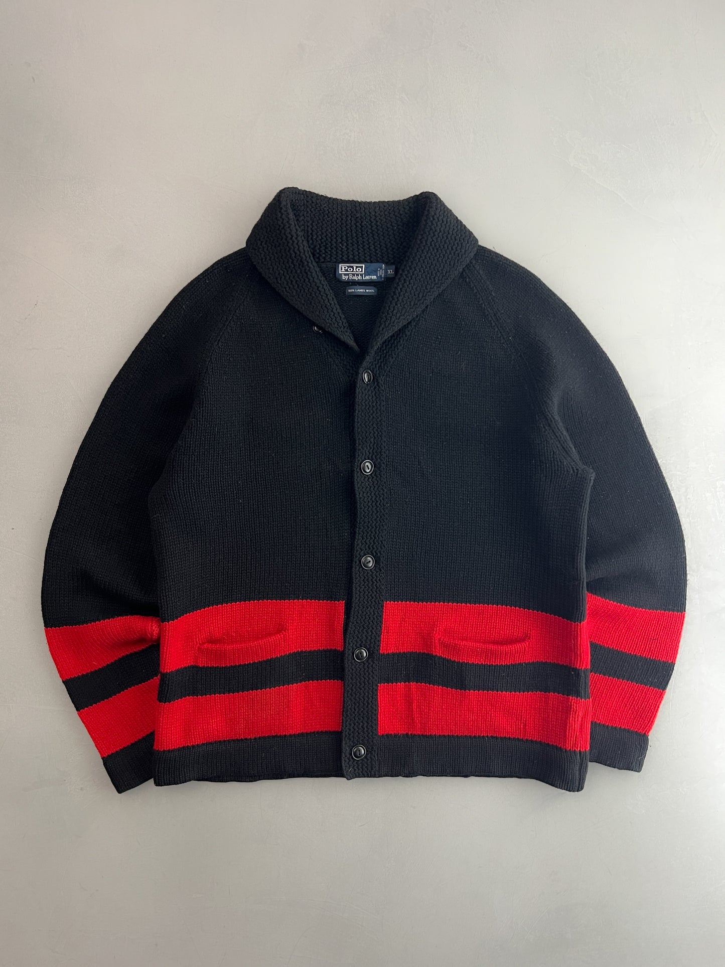 Lambs Wool Polo R.L Shawl Collar Cardigan [XL]
