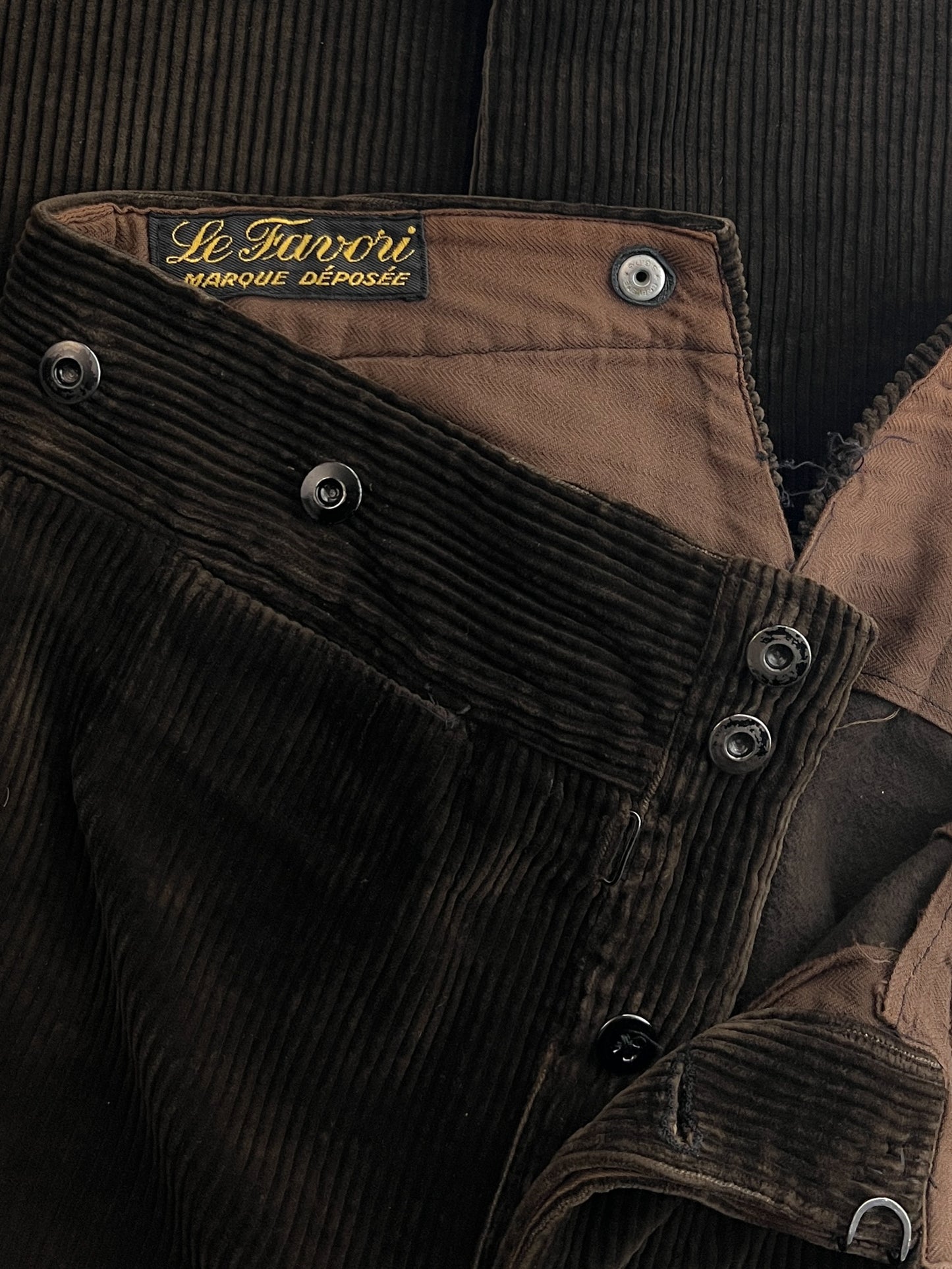 1940's Le Favori French Buckel Back Cord Work Pants [33"]