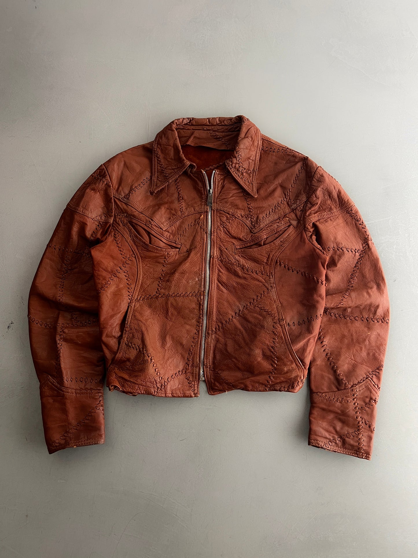 1970's Whip Stitch Leather Jacket [M]