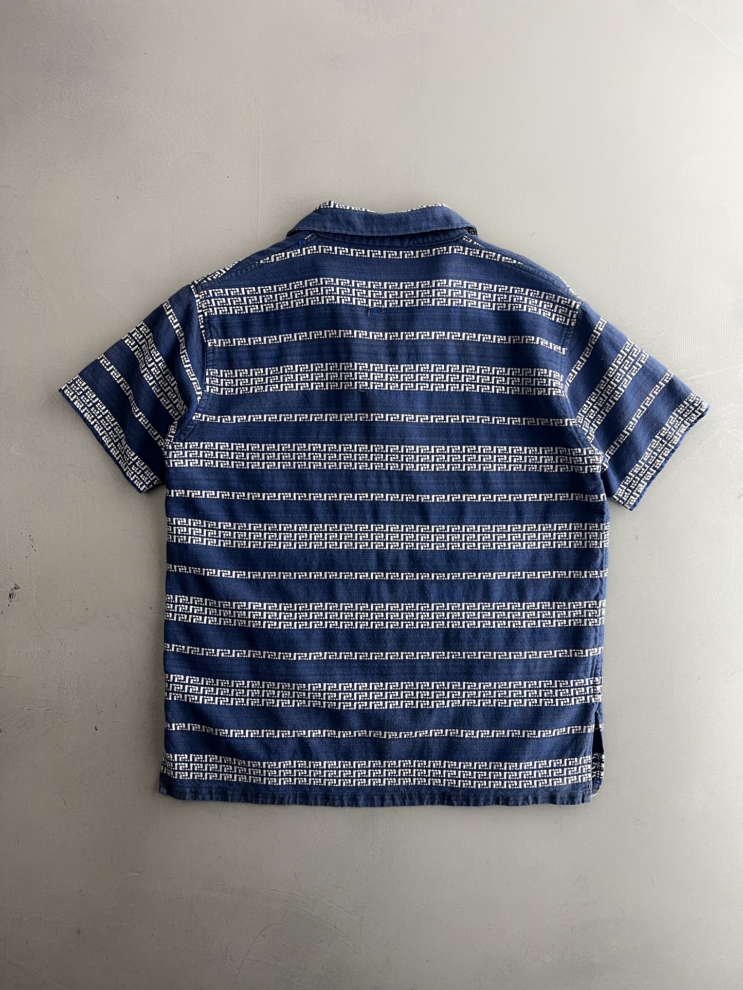 Indigo Maze Weave Cotton Shirt [S]