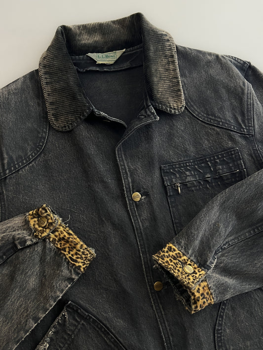 Over Dyed L.L Bean Barn Coat w Leopard Cuff Detailing [XL]