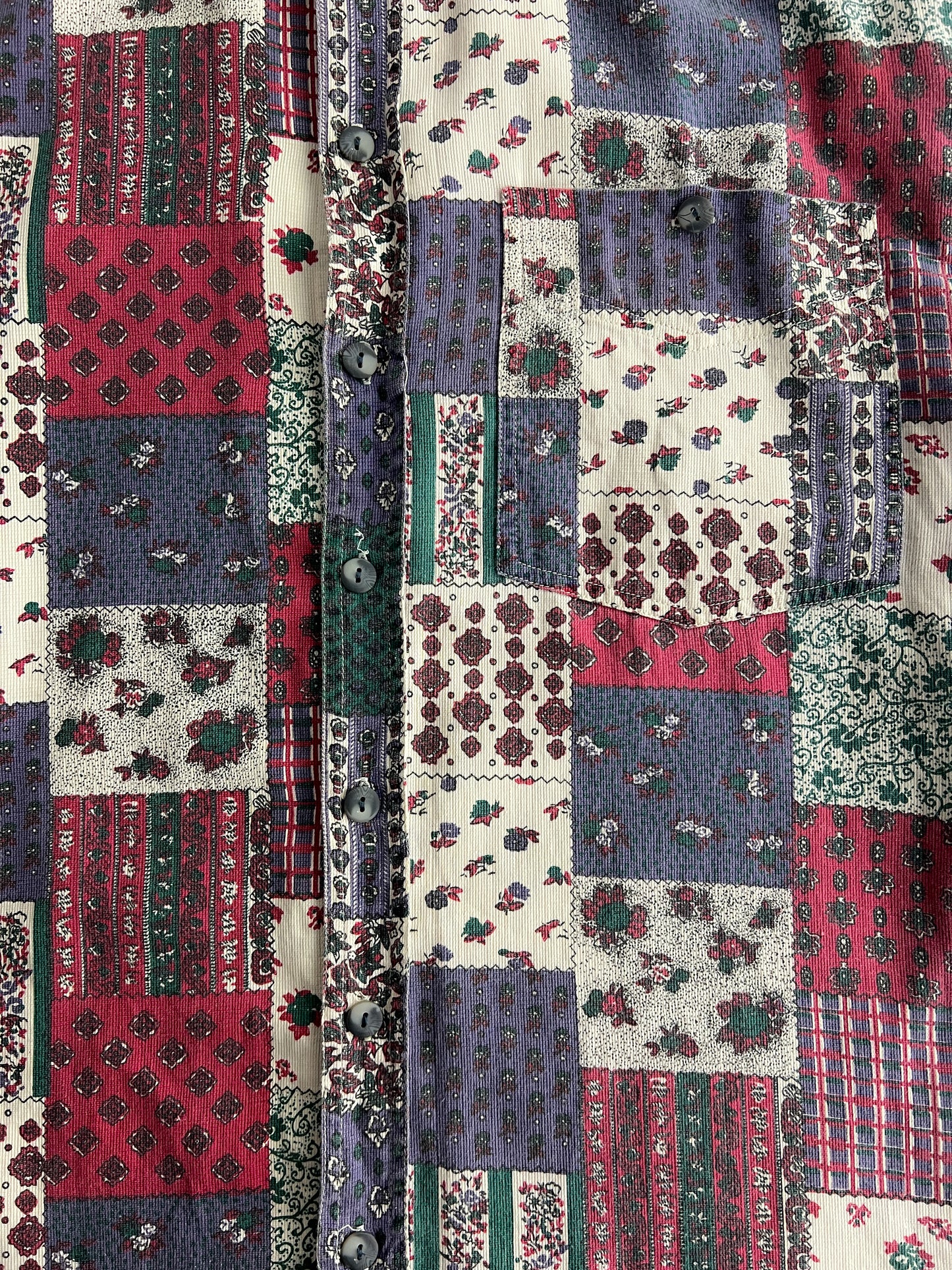 Patchwork Print Corduroy Shirt [L]