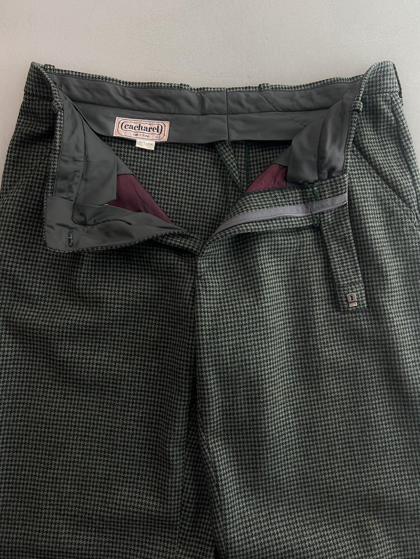 French Houndstooth Wool Trousers [33"]