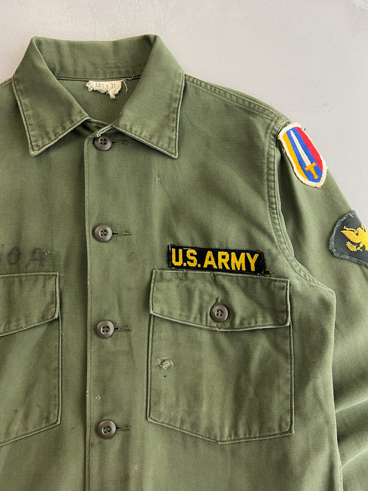 1960s U.S. Army OG-107 Utility Shirt w 196th Infantry Brigade
[M]
