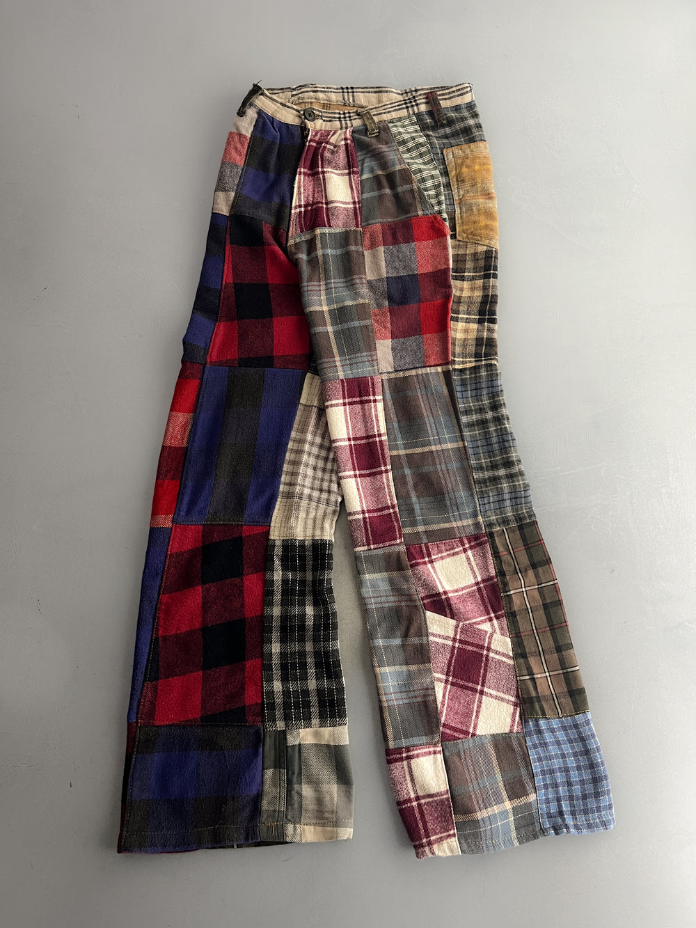 Handmade Patchwork Plaid Pants [28"]