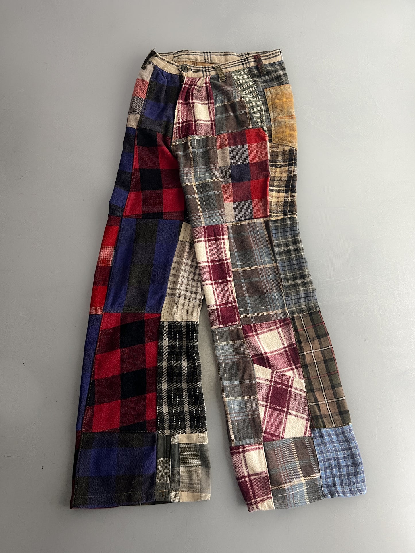 Handmade Patchwork Plaid Pants [28"]