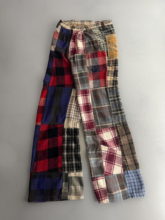 Handmade Patchwork Plaid Pants [28"]
