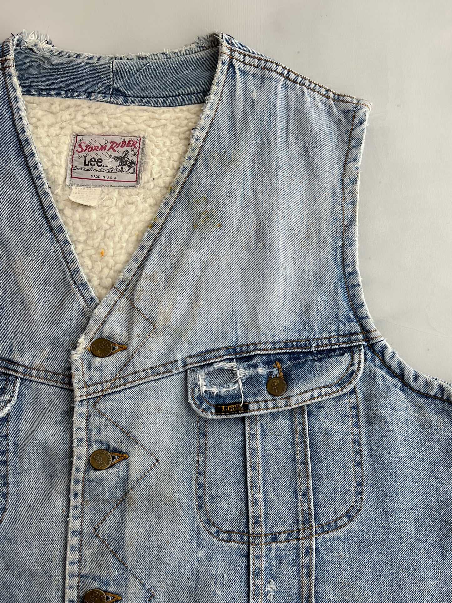 1980's Thrashed Lee Storm Rider Denim Vest [XL]