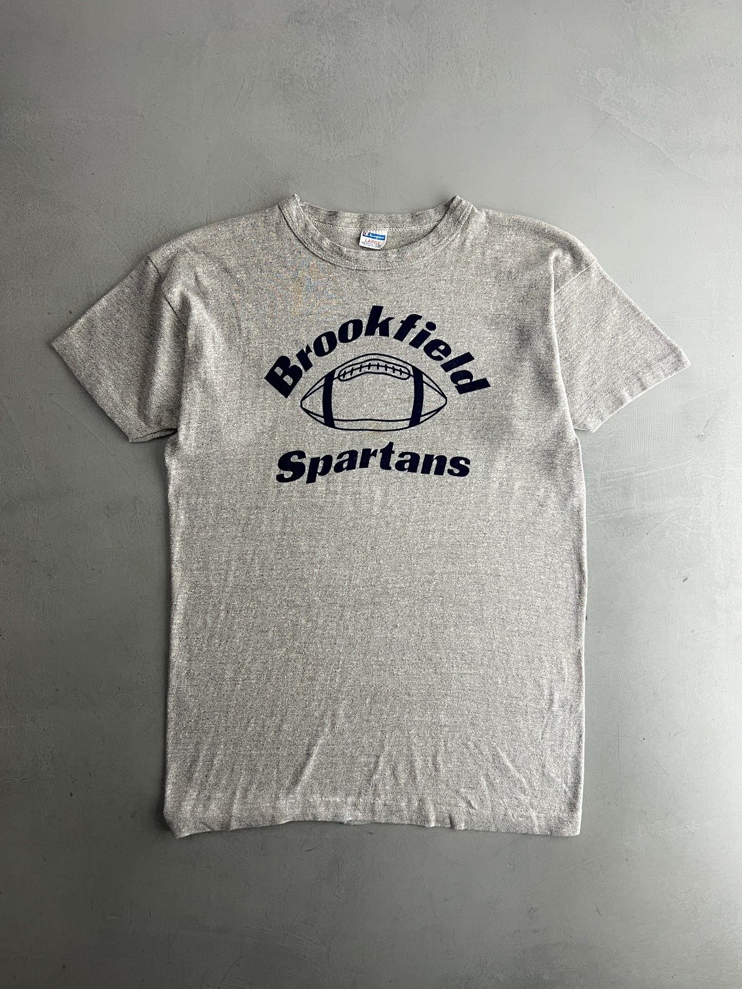 70's Champion Blue Bar Brookfield Spartans Tee [L]