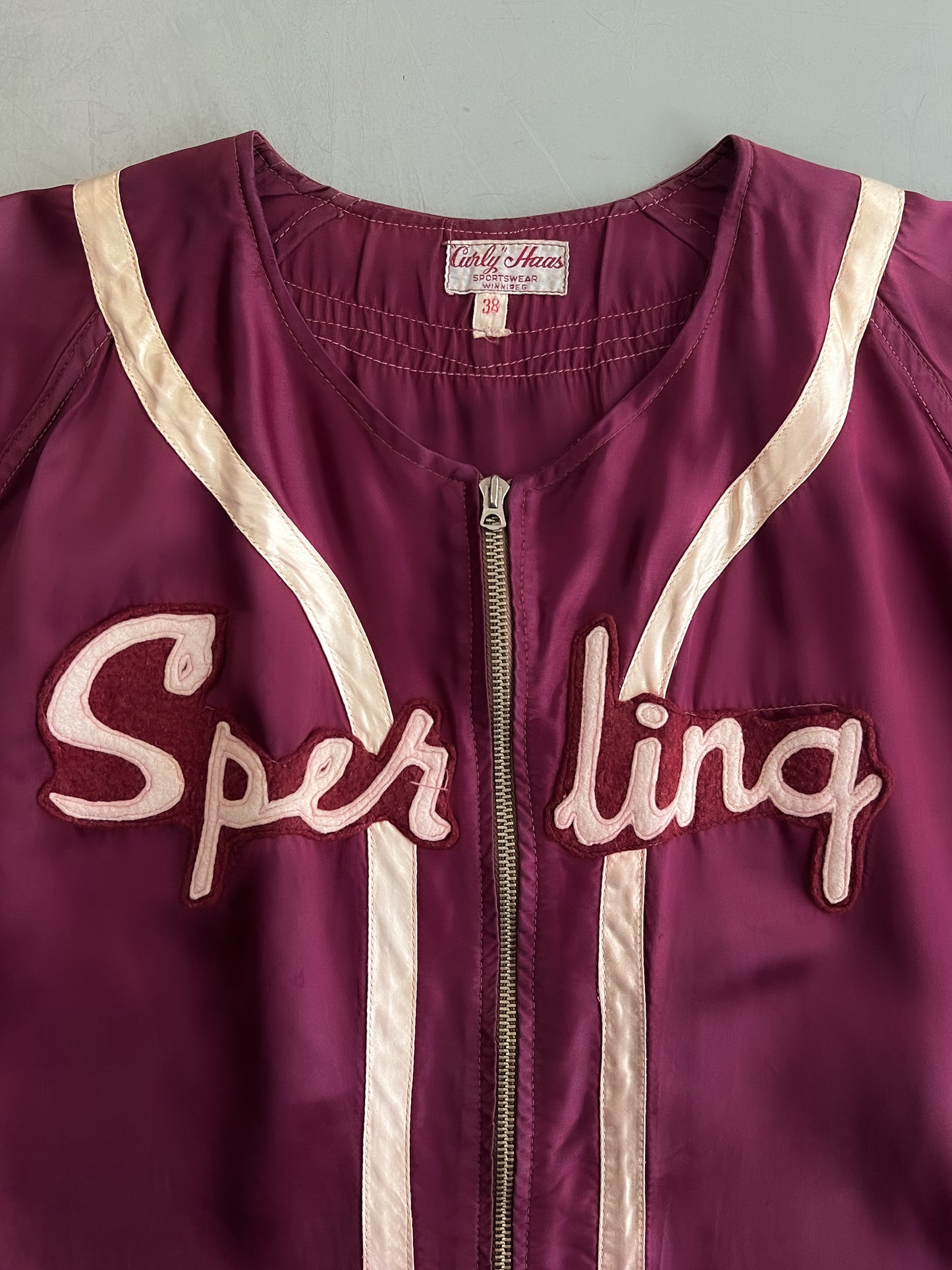 1950's Curly Haas "Sperling" Satin Baseball Jersey [M]