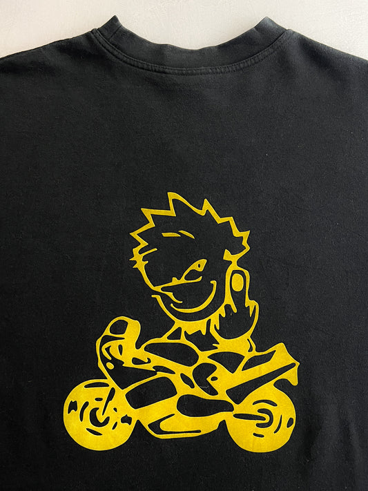 90's Flock Print Moto Sweatshirt [XL]