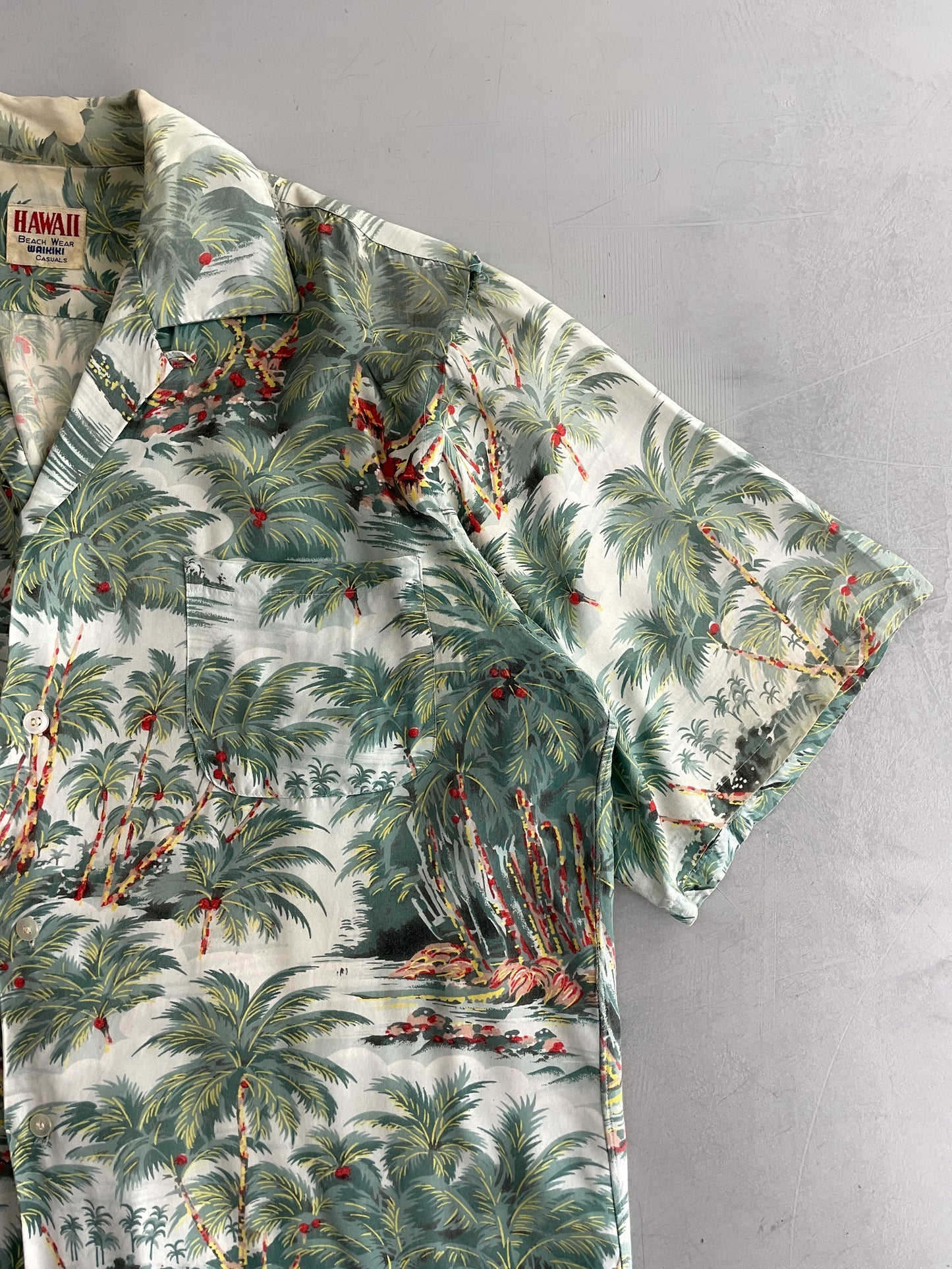 Waikiki Casuals Loop Collar Hawaiian Shirt [L]