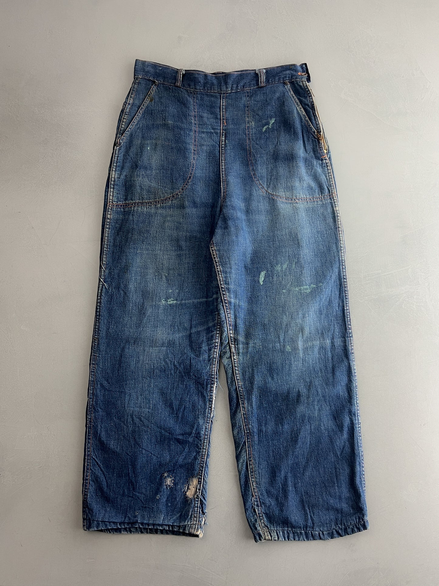 50's Flannel Lined Side-Zip Jeans [30"]