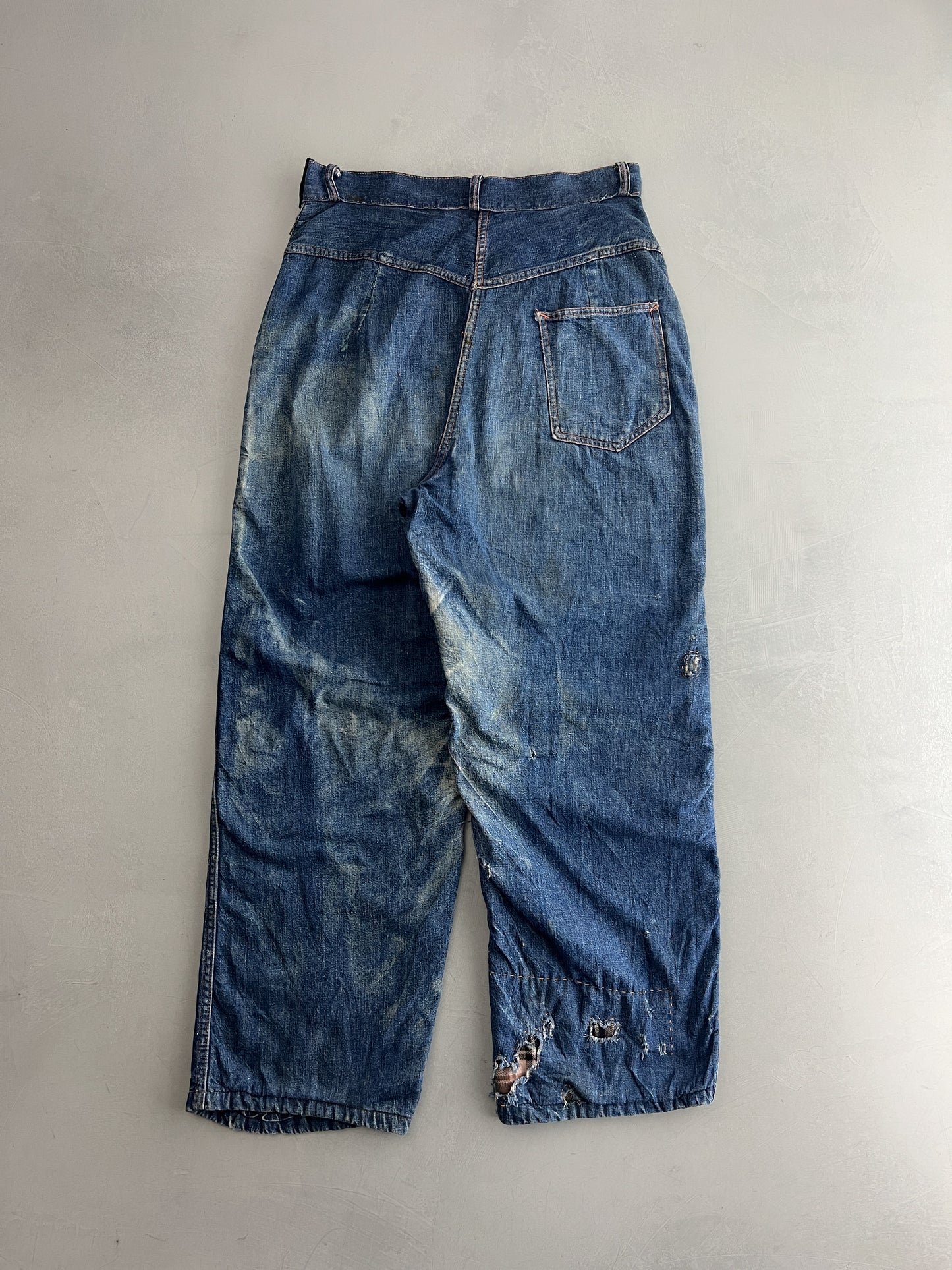 50's Flannel Lined Side-Zip Jeans [30"]