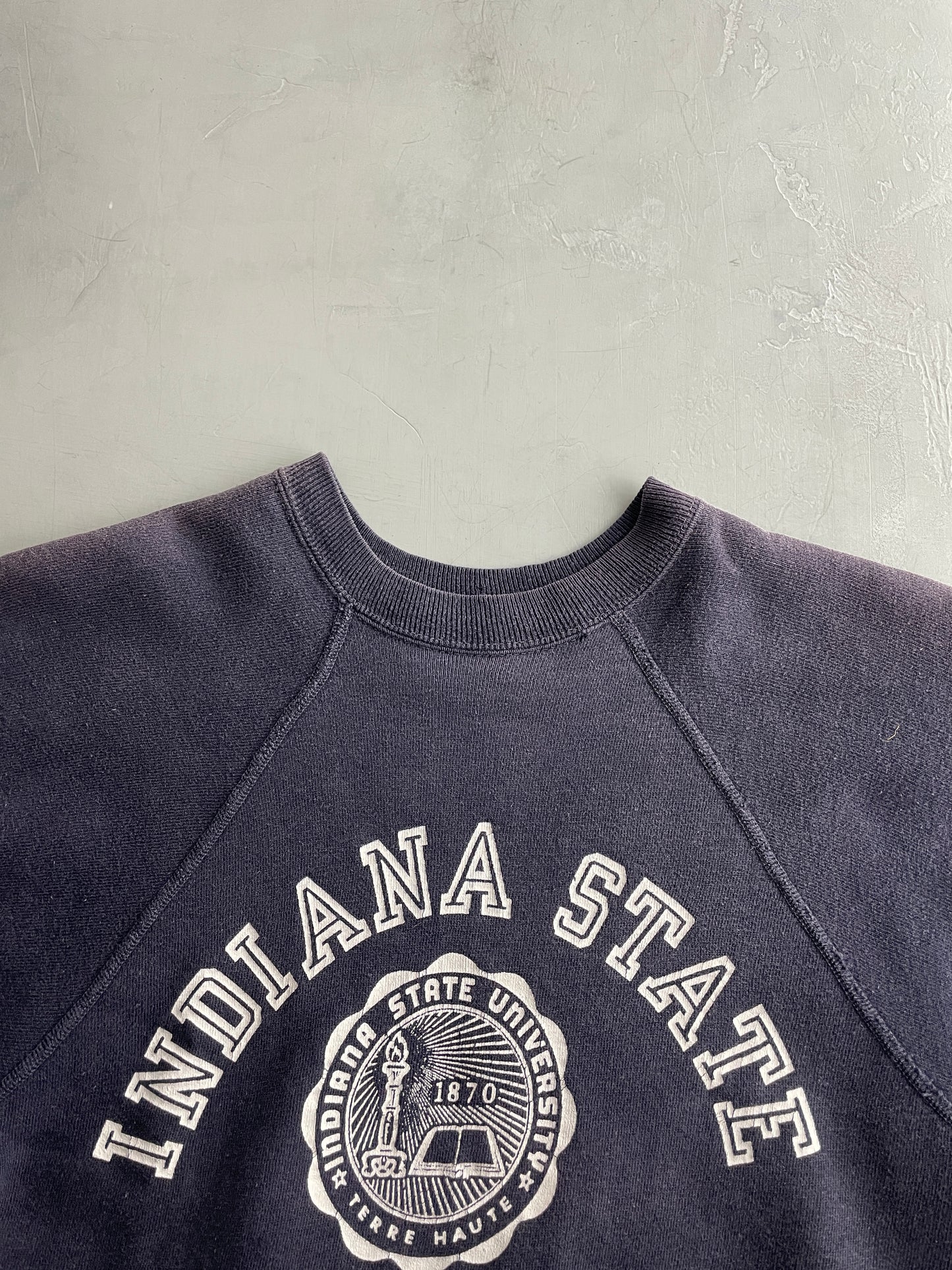 60's Indiana State Uni Short Sleeve Sweatshirt [XS]