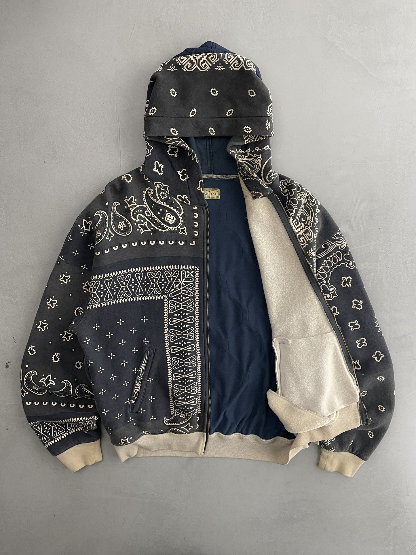 KAPITAL Half Quilted Bandana Zip Up Hoodie [L/XL]