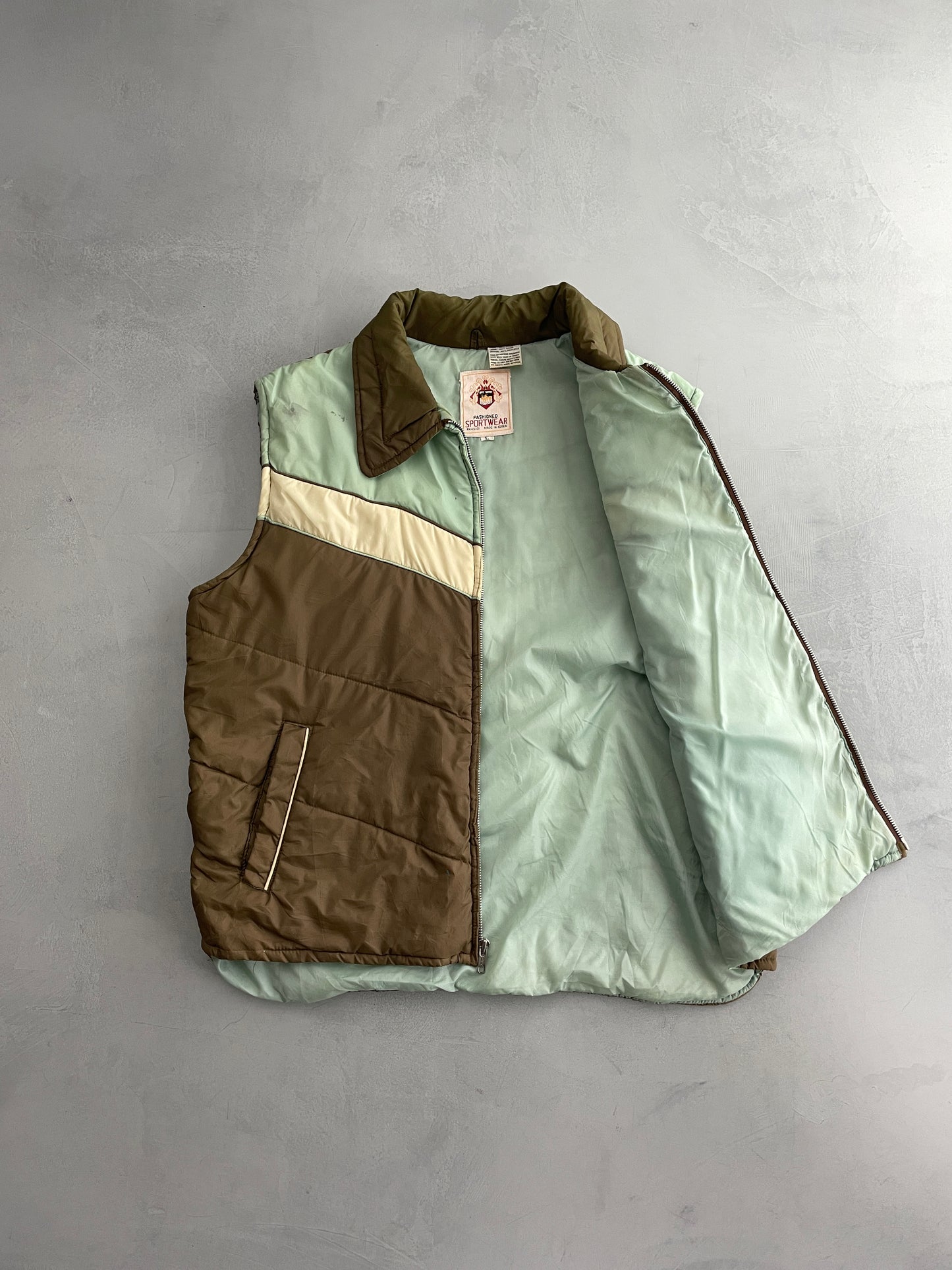 70's Crest Quilted Vest [L]
