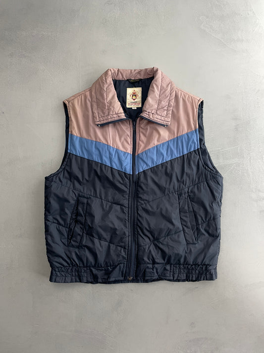 70's Crest Quilted Vest [L]
