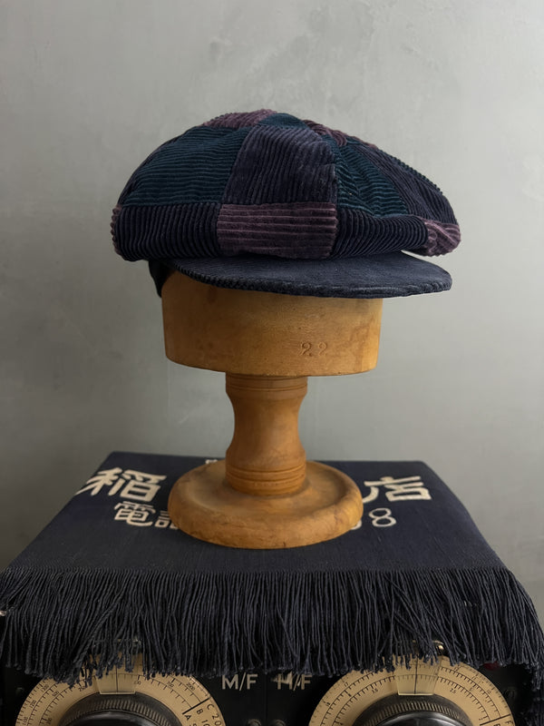 Patchwork Cord Floppy Cap