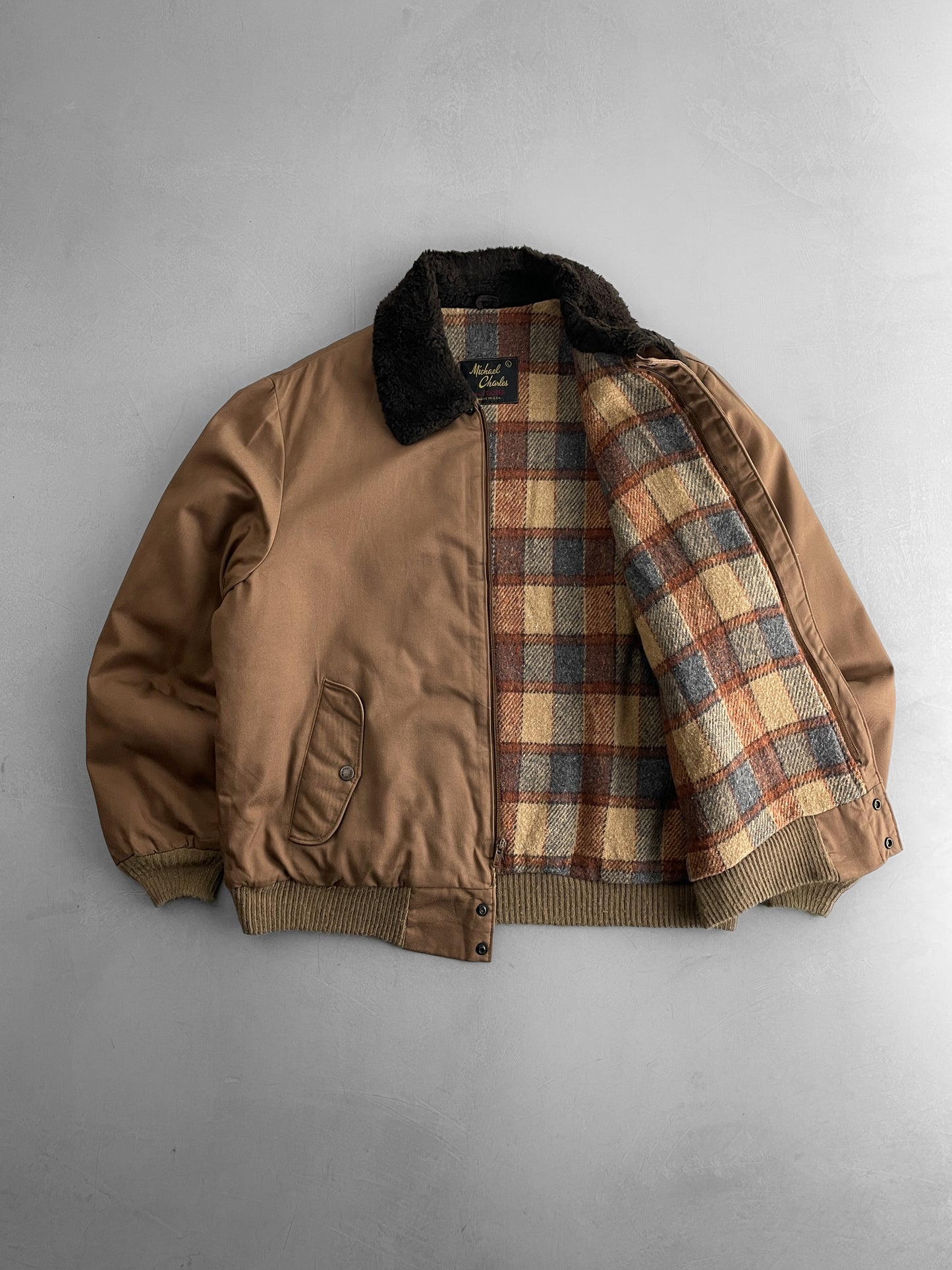 Tartan Lined Bomber Jacket [L]