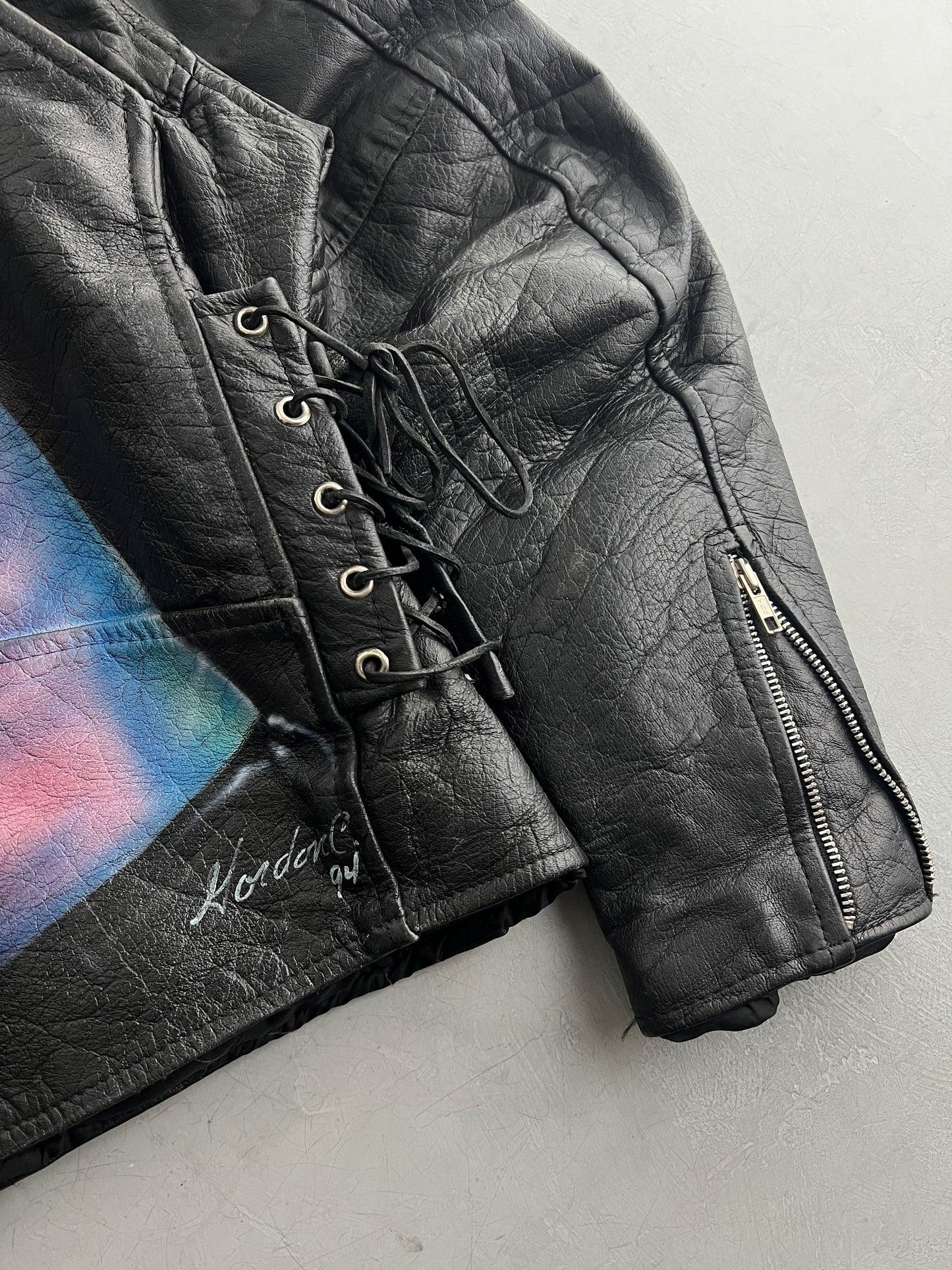 '94 Airbrush Ozzy 'Doves Revenge' Motocycle Jacket [L]